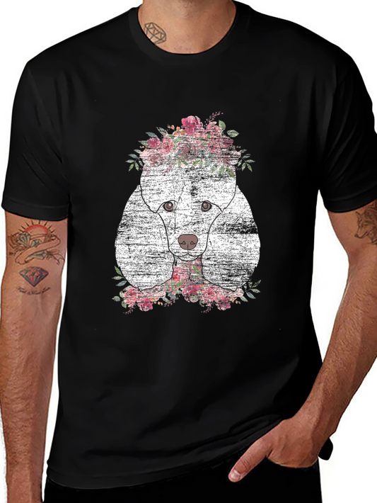 Floral Poodle Graphic T-Shirt