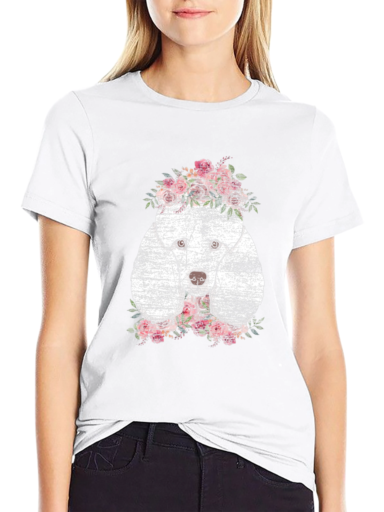 Floral Poodle Graphic T-Shirt