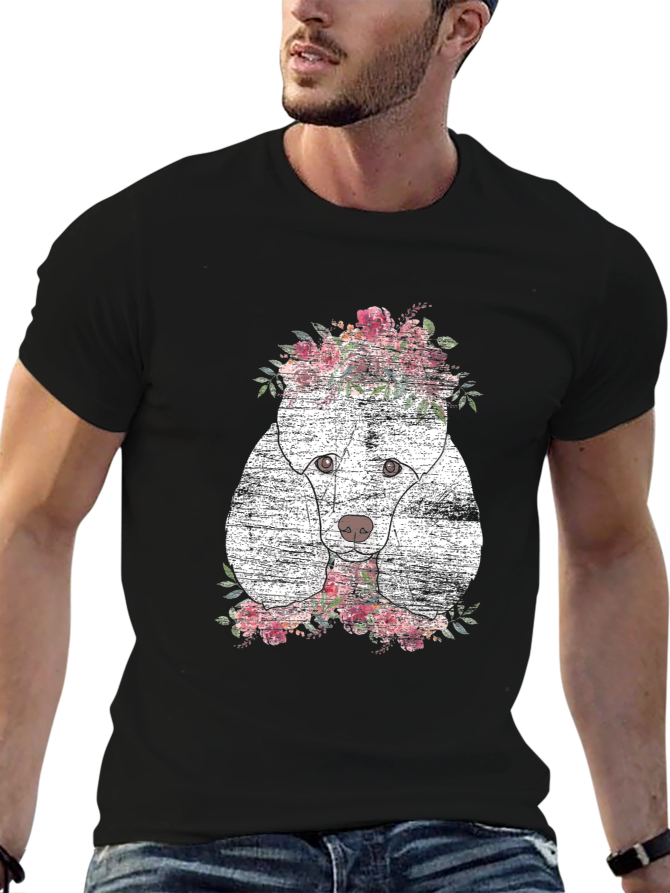 Floral Poodle Graphic T-Shirt