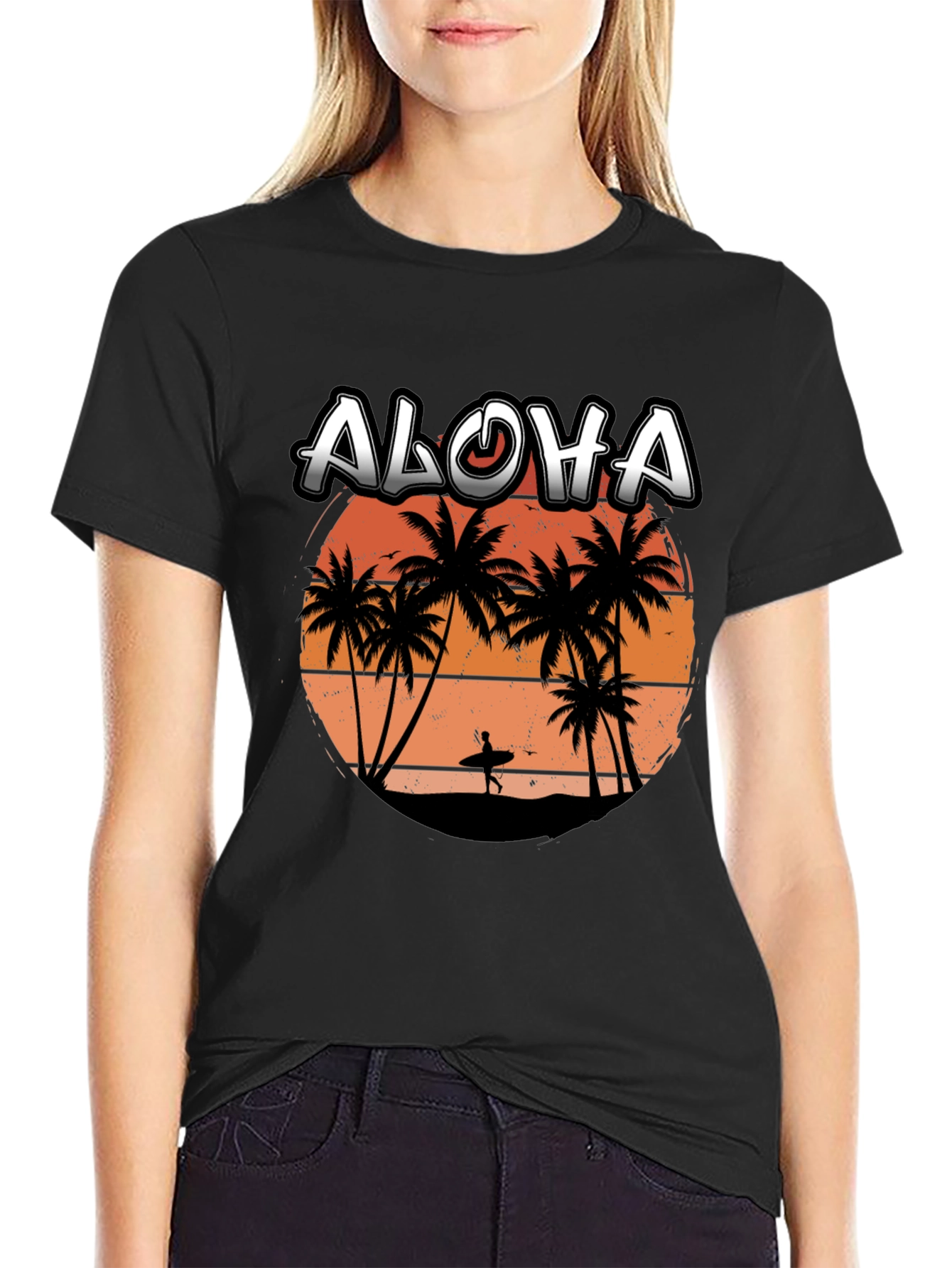 Aloha Sunset T-Shirt | Surfer Silhouette Tee