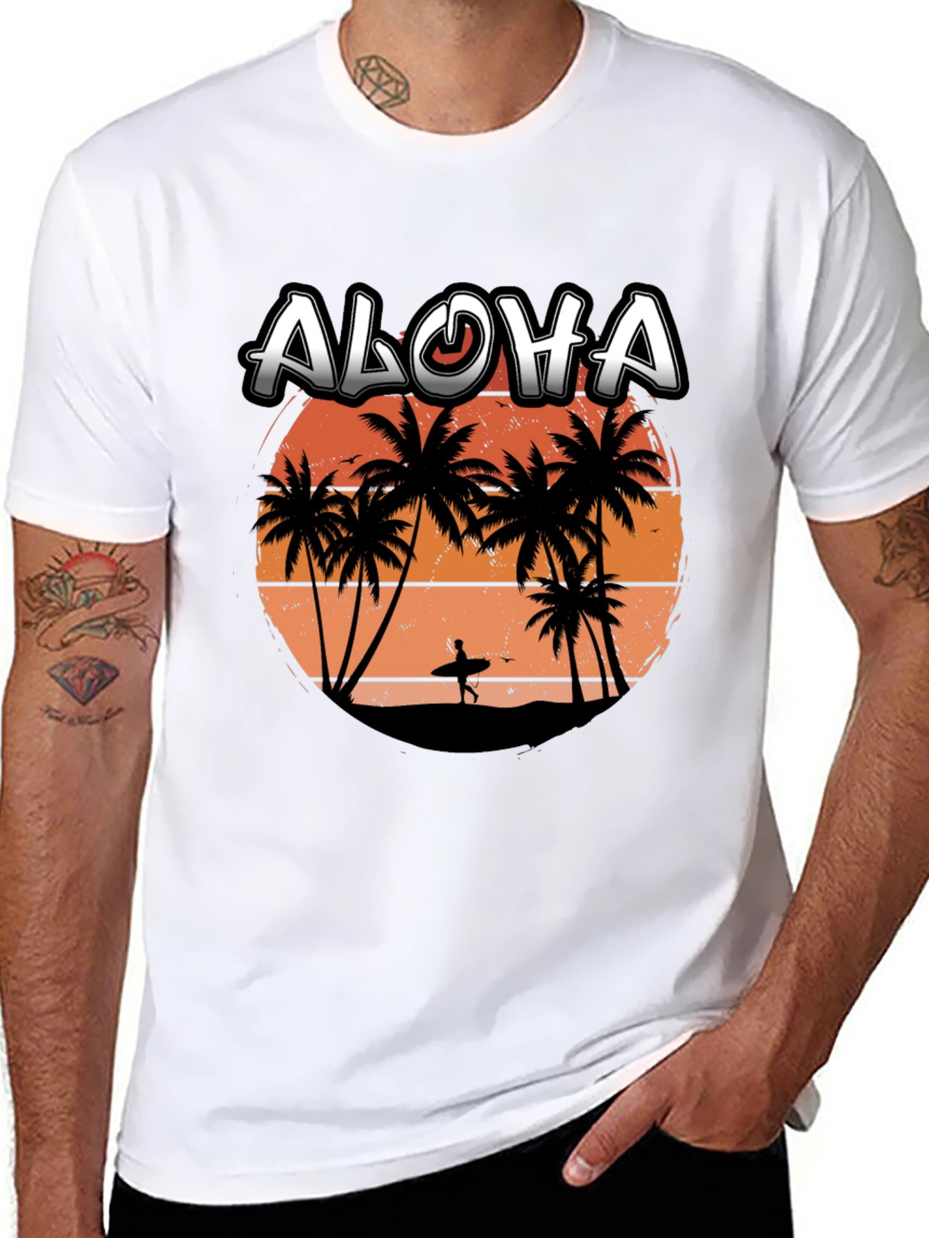 Aloha Sunset T-Shirt | Surfer Silhouette Tee