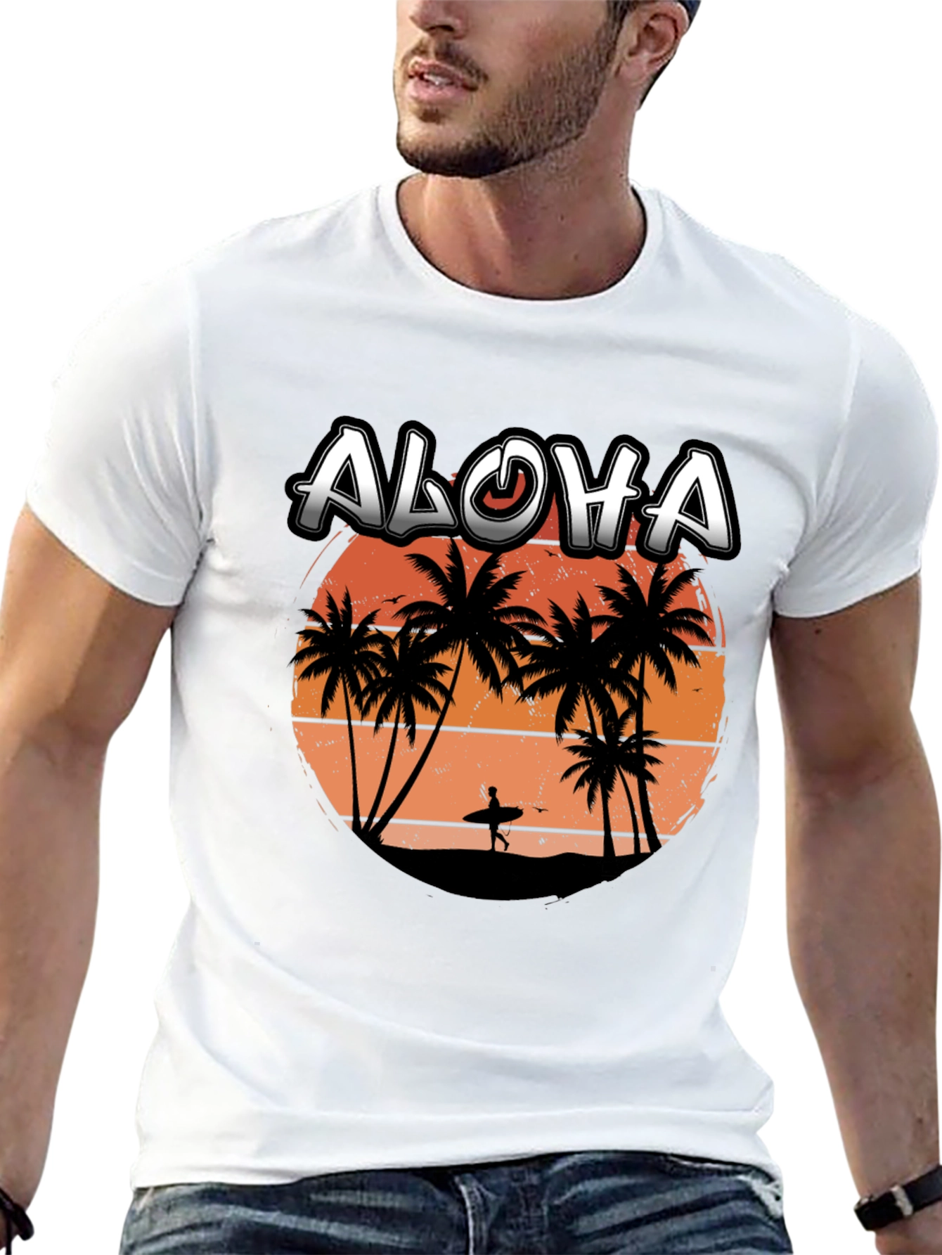 Aloha Sunset T-Shirt | Surfer Silhouette Tee