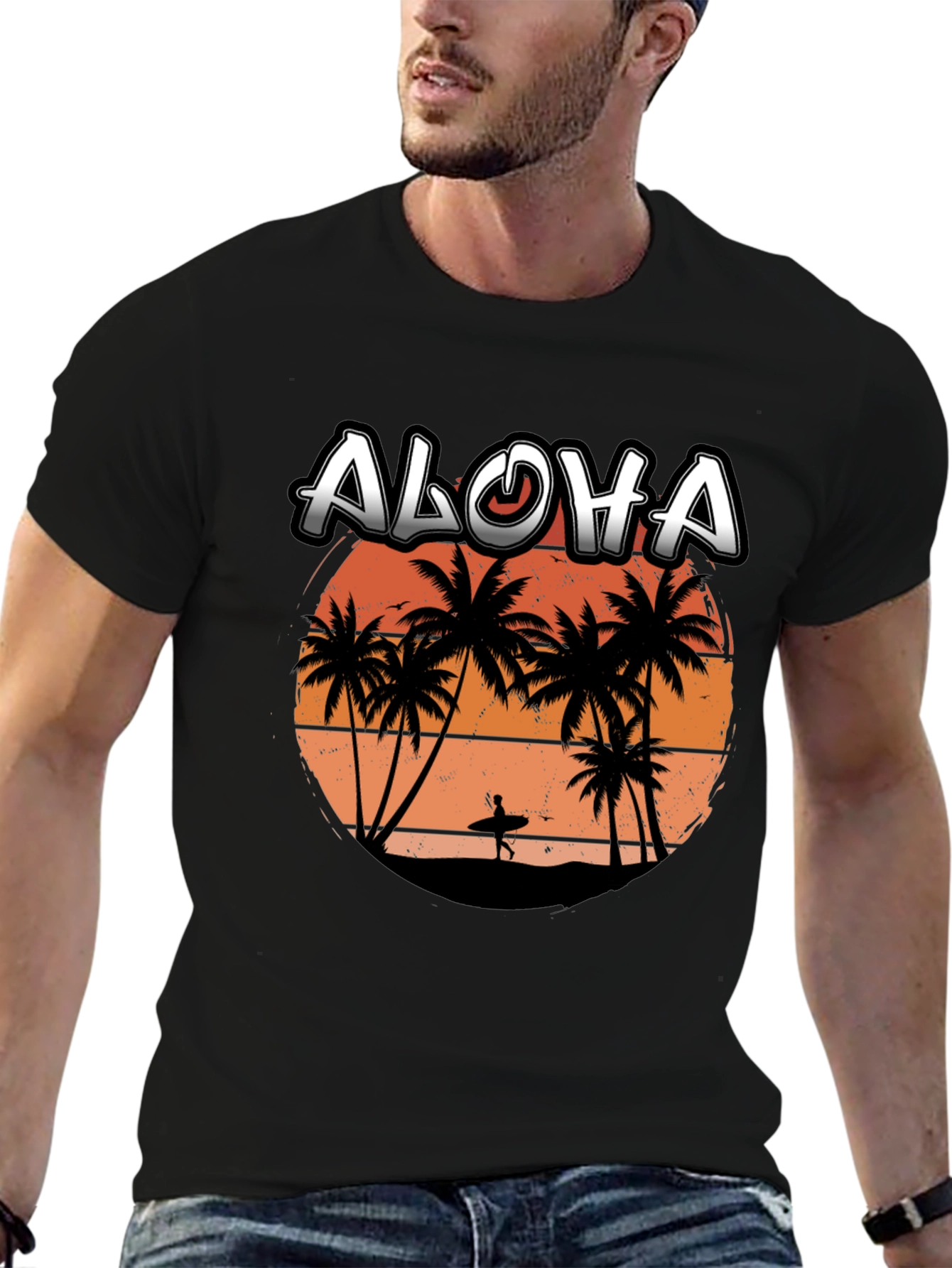Aloha Sunset T-Shirt | Surfer Silhouette Tee