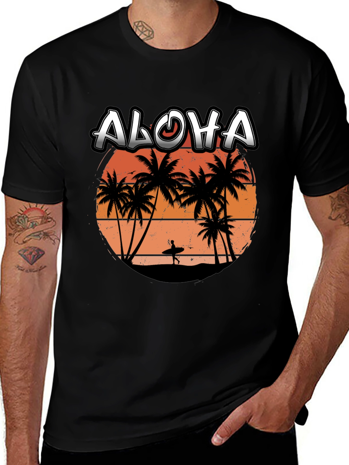Aloha Sunset T-Shirt | Surfer Silhouette Tee