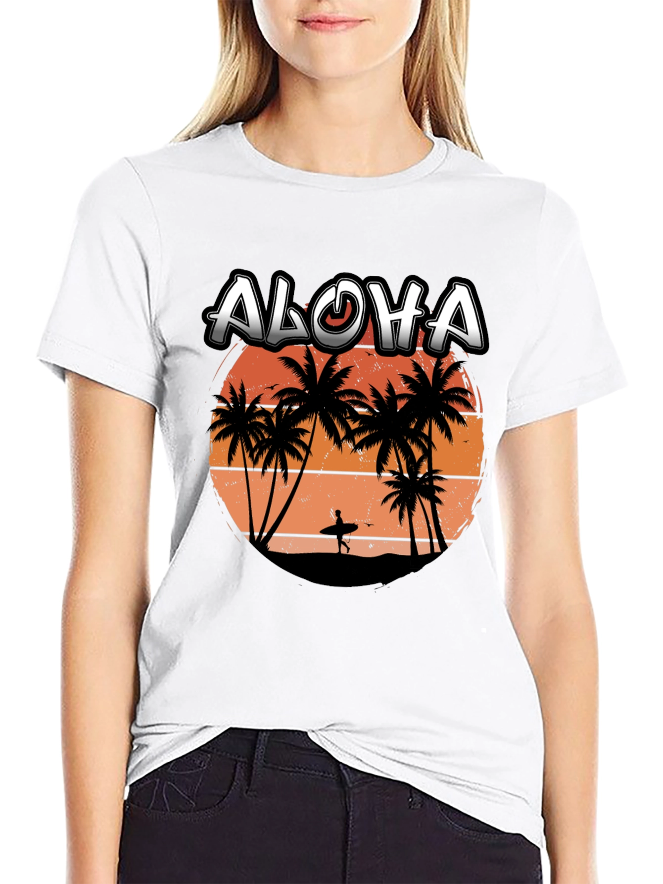 Aloha Sunset T-Shirt | Surfer Silhouette Tee