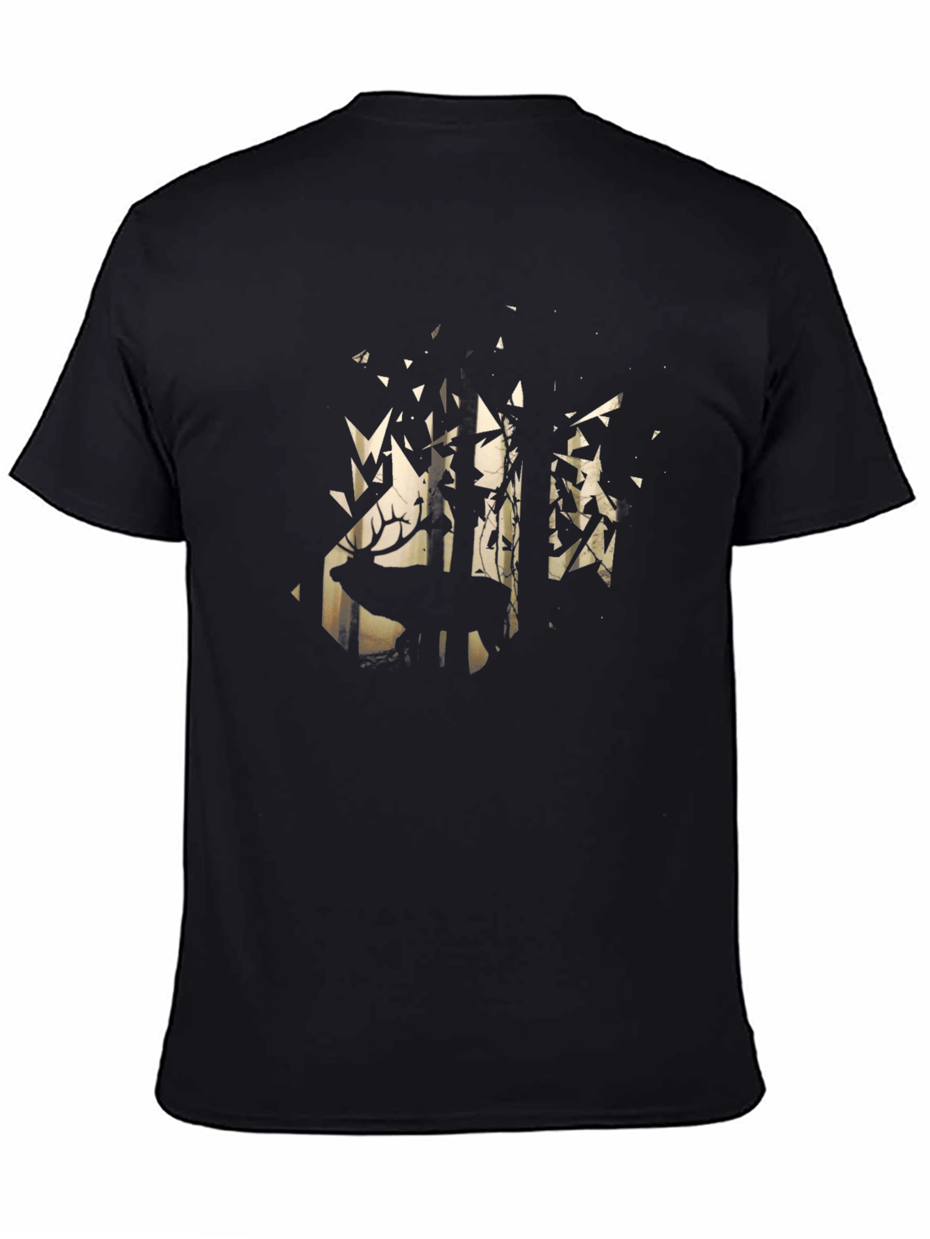 Mens Black Deer Forest Graphic Tee