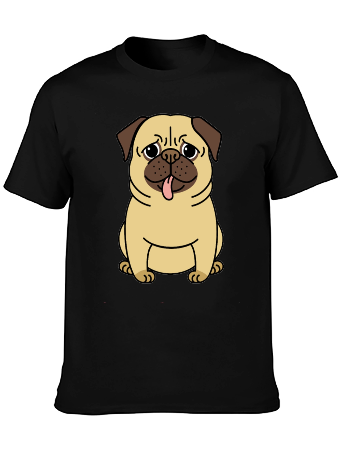 Pug Graphic T-Shirt - Mens Black Crew Neck Tee