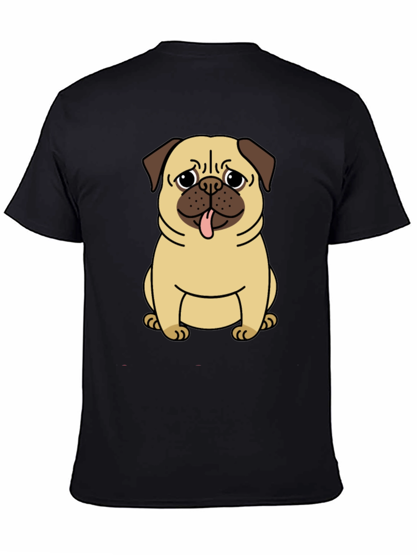 Pug Graphic T-Shirt - Mens Black Crew Neck Tee