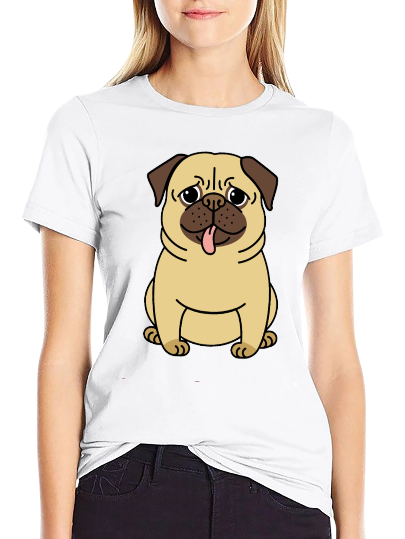 Pug Graphic T-Shirt - Mens Black Crew Neck Tee