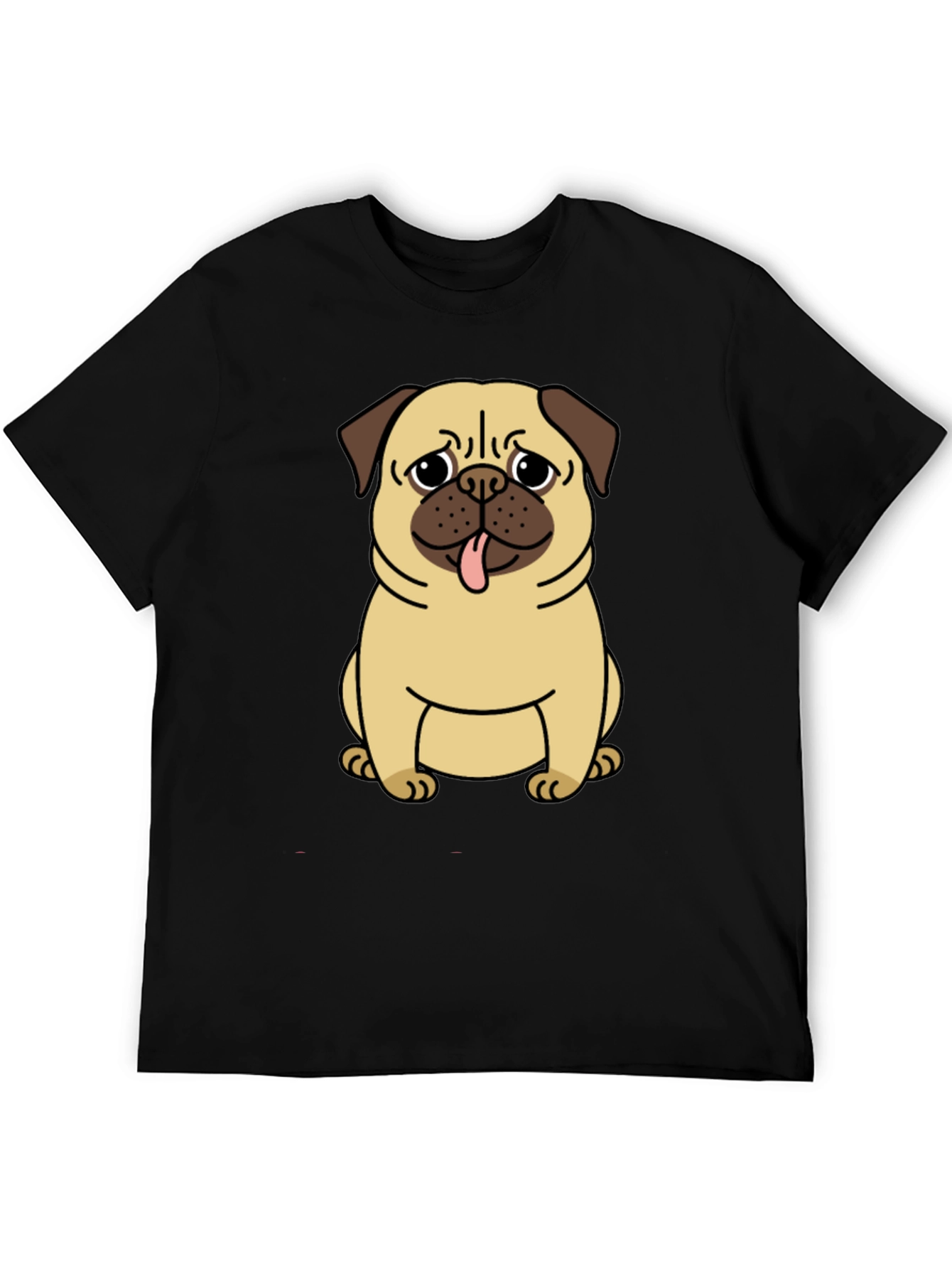 Pug Graphic T-Shirt - Mens Black Crew Neck Tee