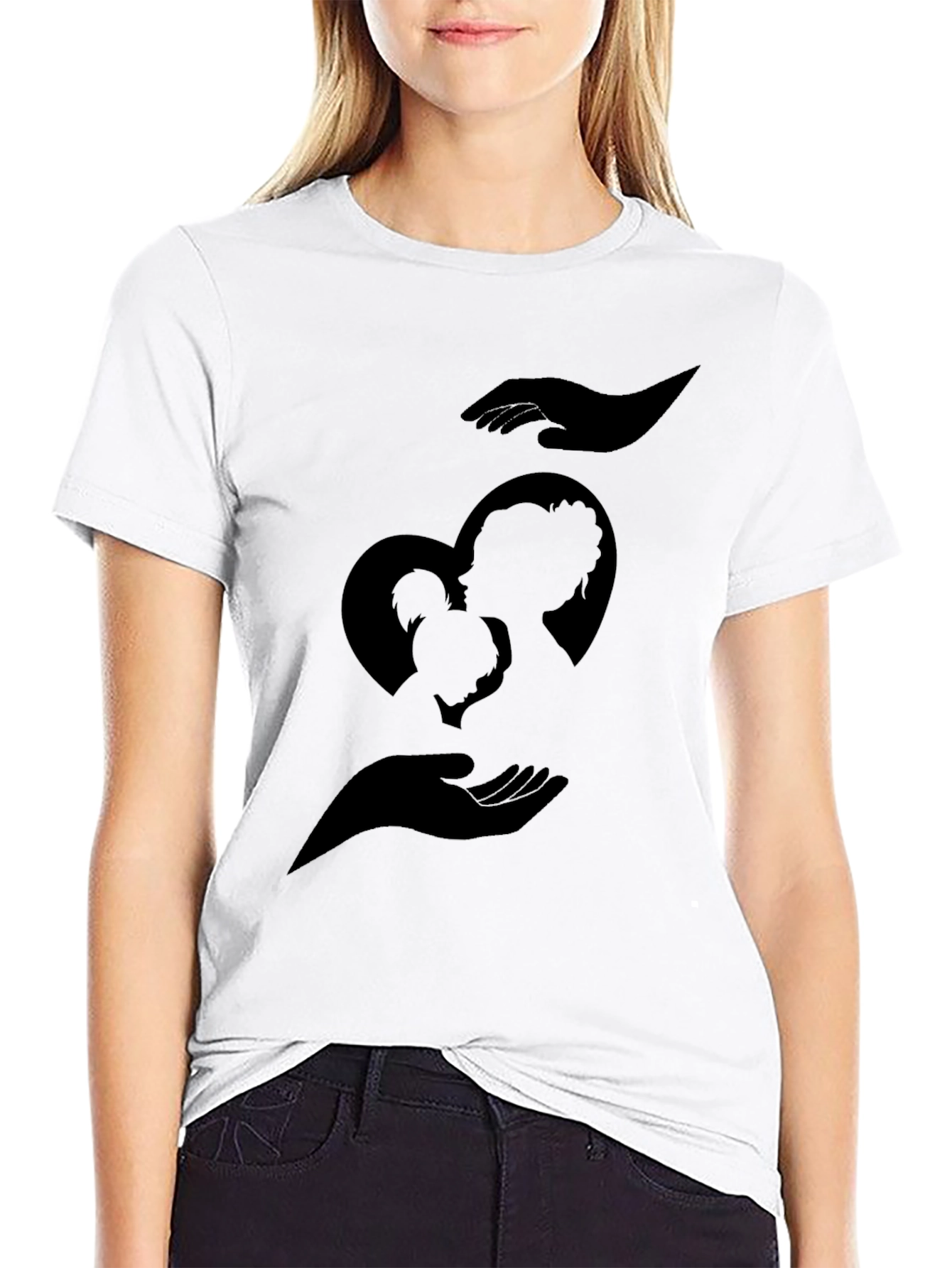 Heart Hands Family Graphic Tee - Black