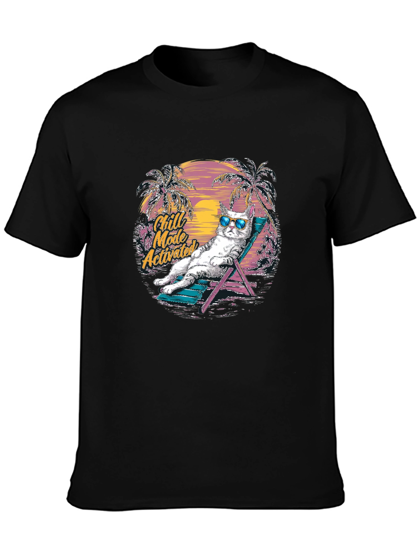 Chill Mode Activated Cat Graphic T-Shirt