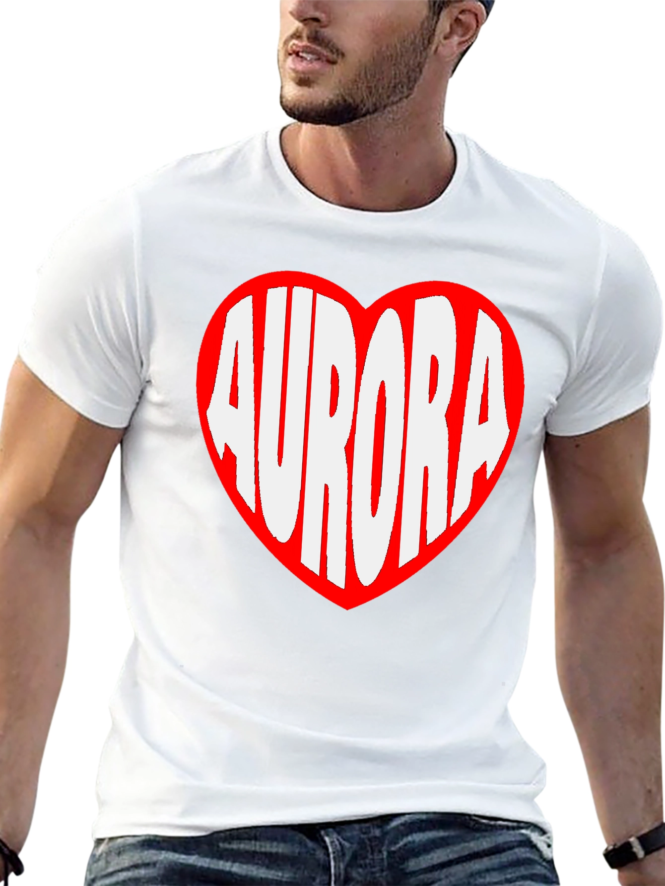 Aurora Heart Graphic Tee - Black Cotton