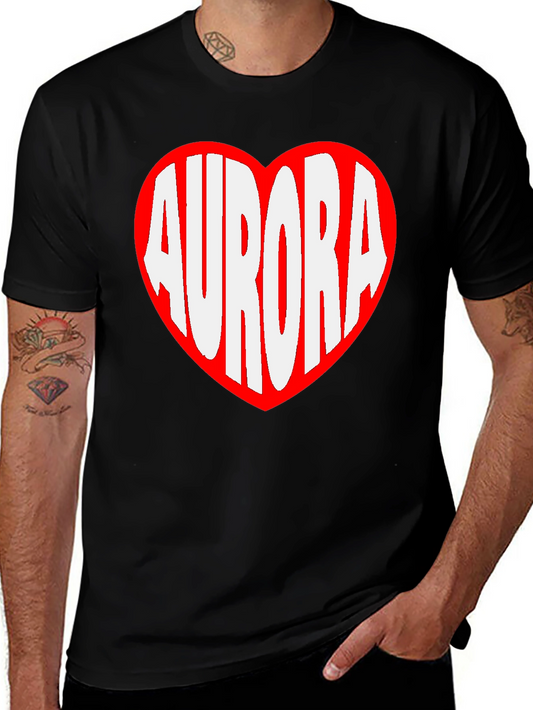 Aurora Heart Graphic Tee - Black Cotton