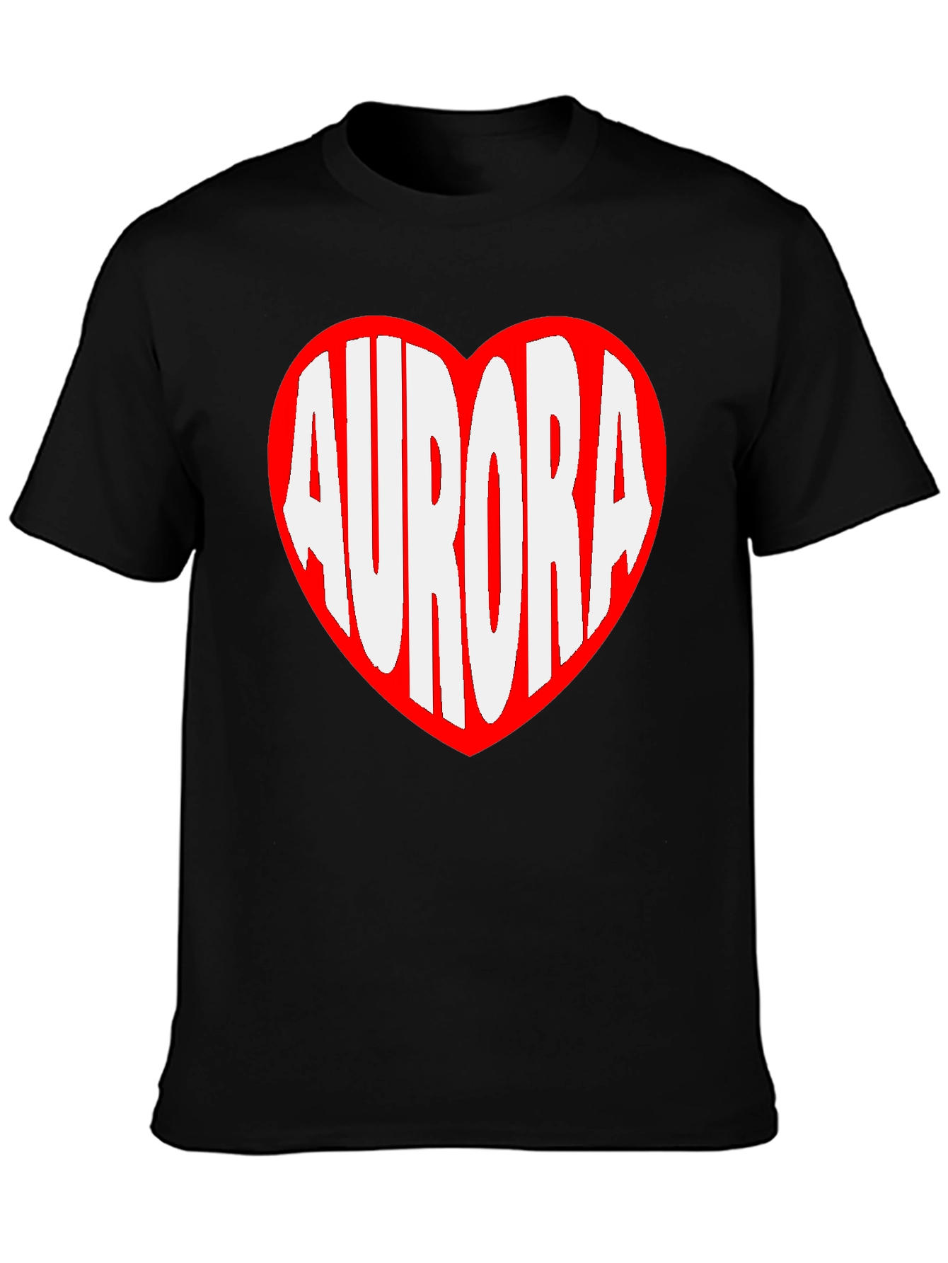 Aurora Heart Graphic Tee - Black Cotton