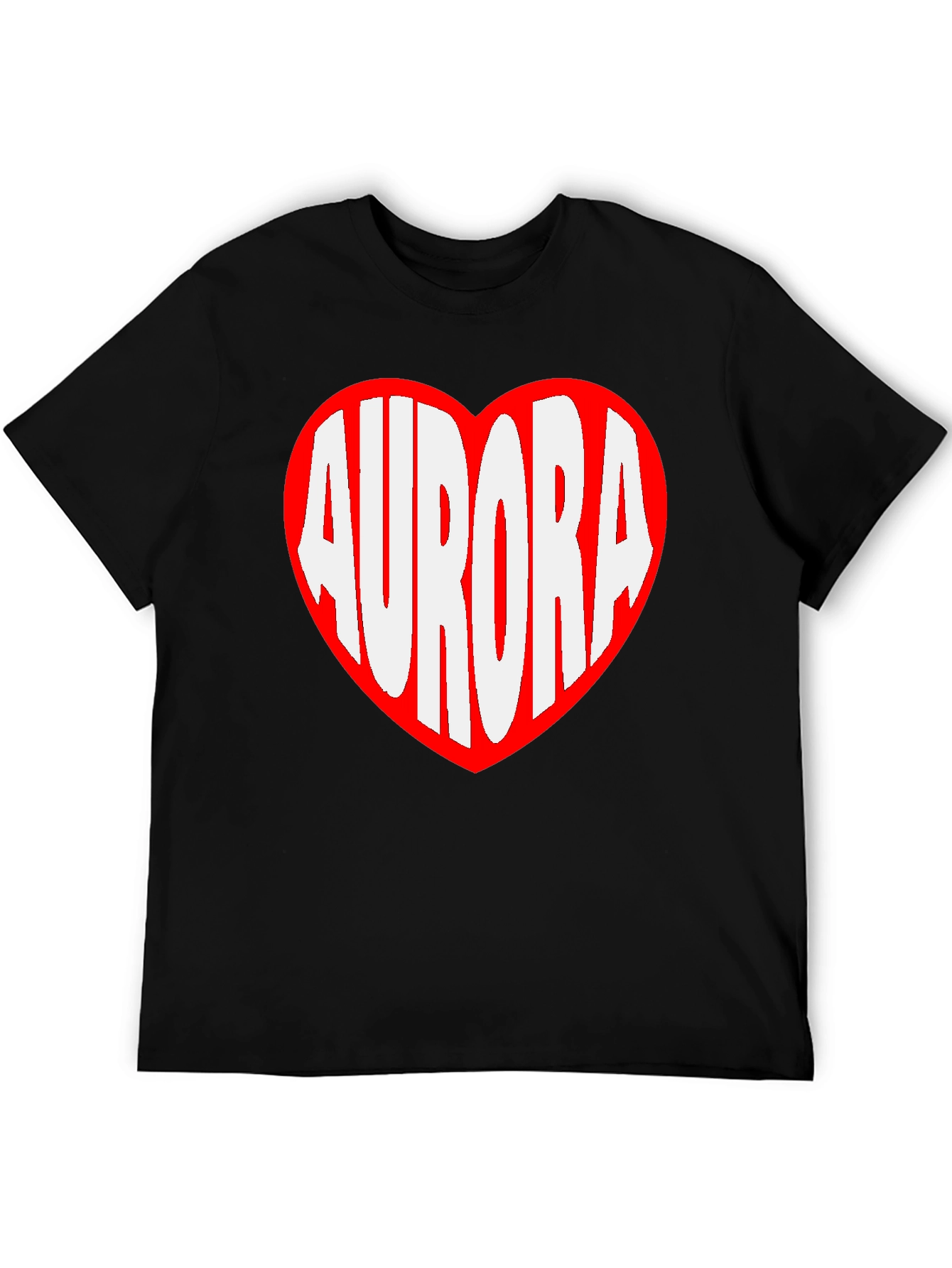 Aurora Heart Graphic Tee - Black Cotton
