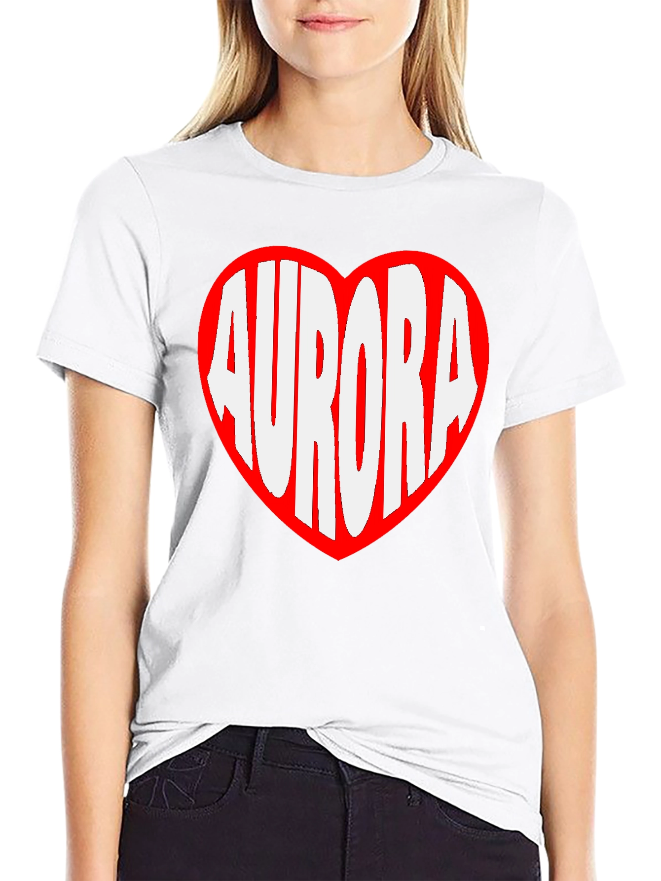 Aurora Heart Graphic Tee - Black Cotton