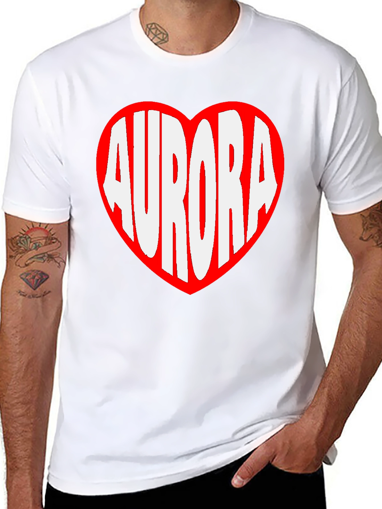 Aurora Heart Graphic Tee - Black Cotton