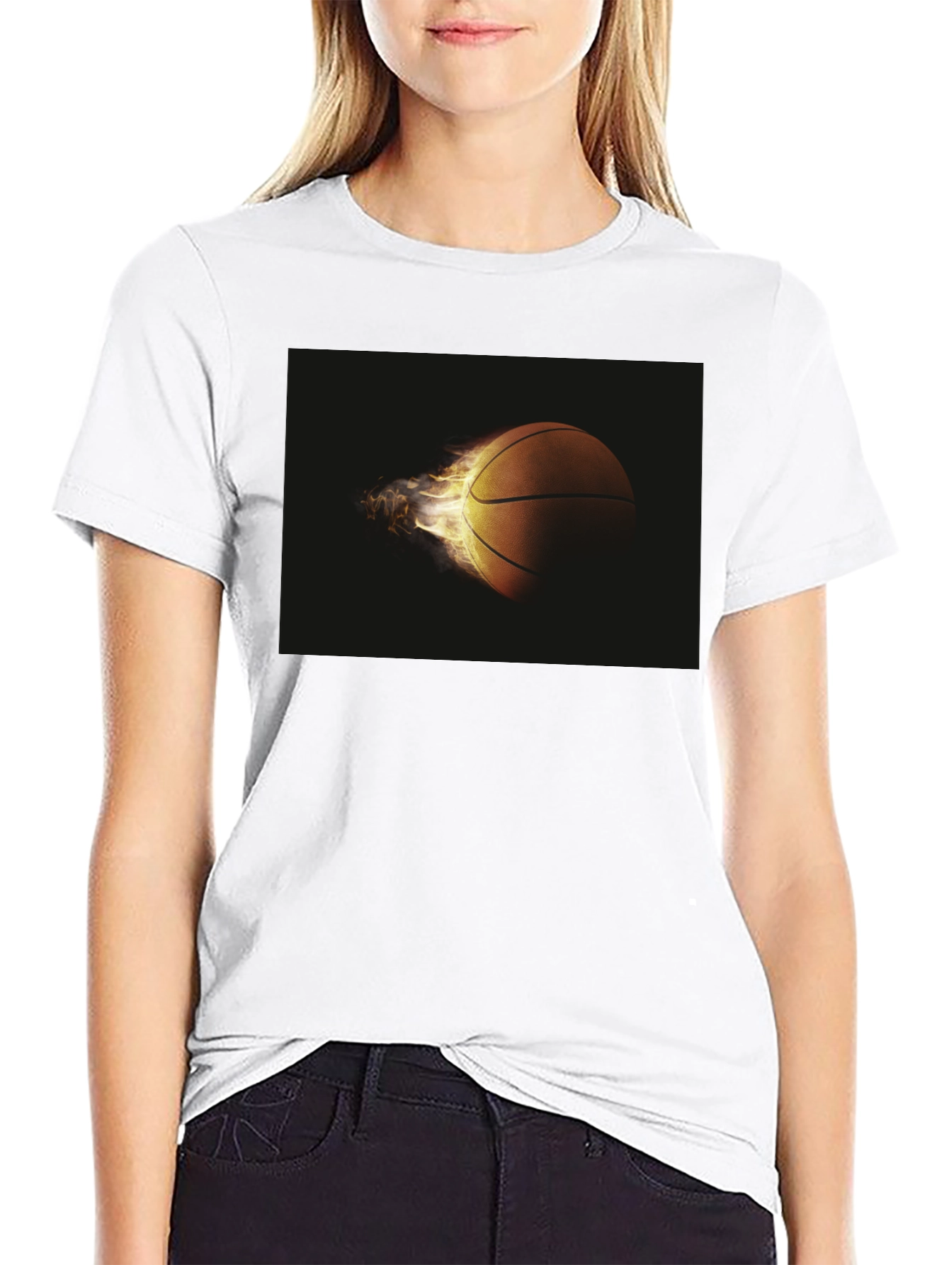 Flaming Basketball Graphic Tee - Cool Sporty Design