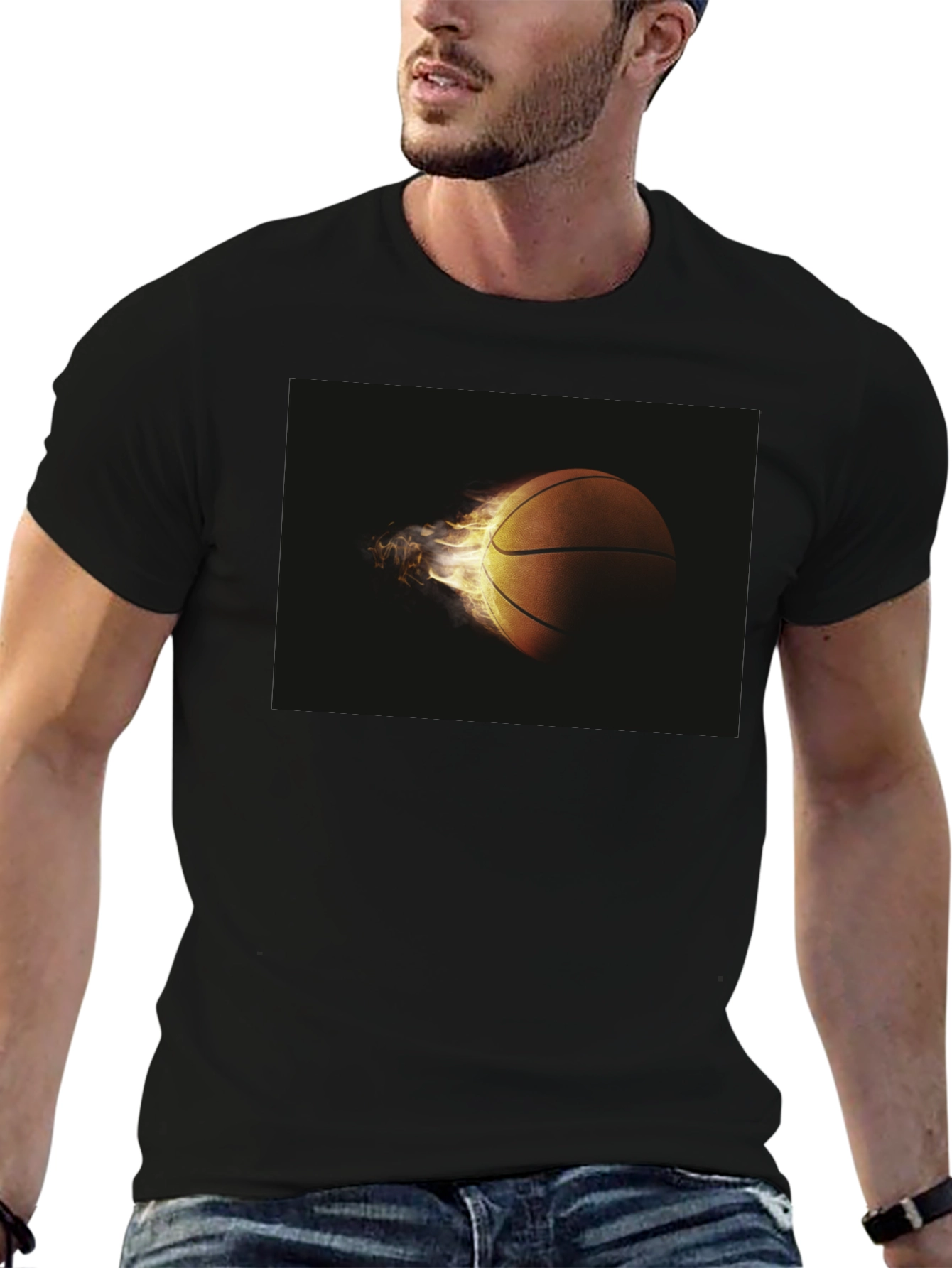 Flaming Basketball Graphic Tee - Cool Sporty Design