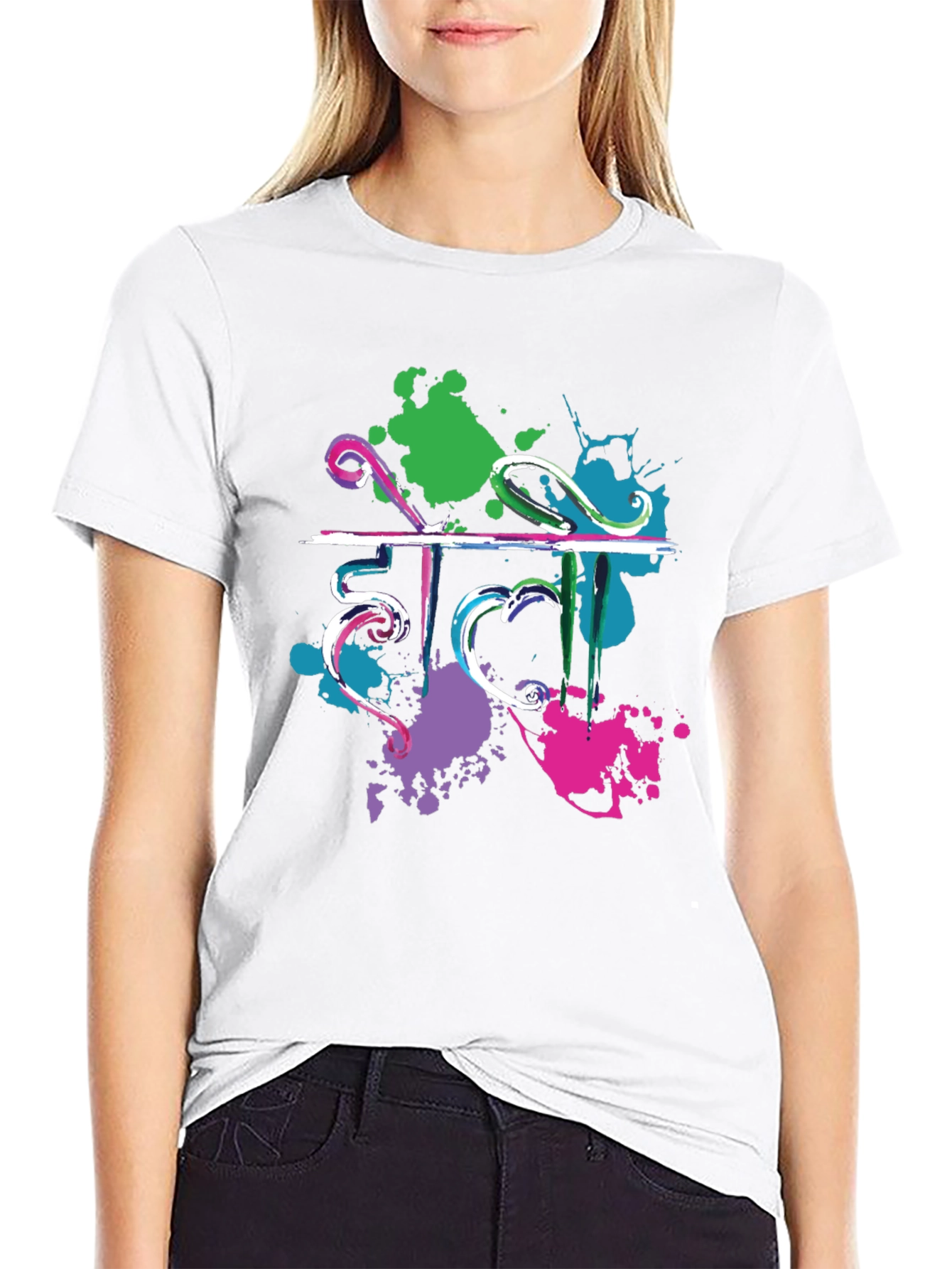 Holi Festival Splatter Graphic Tee - Black