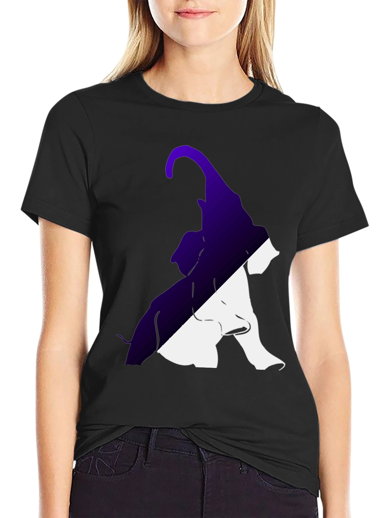 Two-Tone Elephant Graphic Tee - Stylish Casual Wear