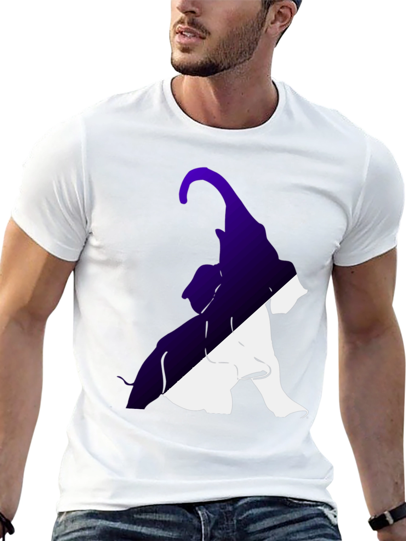 Two-Tone Elephant Graphic Tee - Stylish Casual Wear