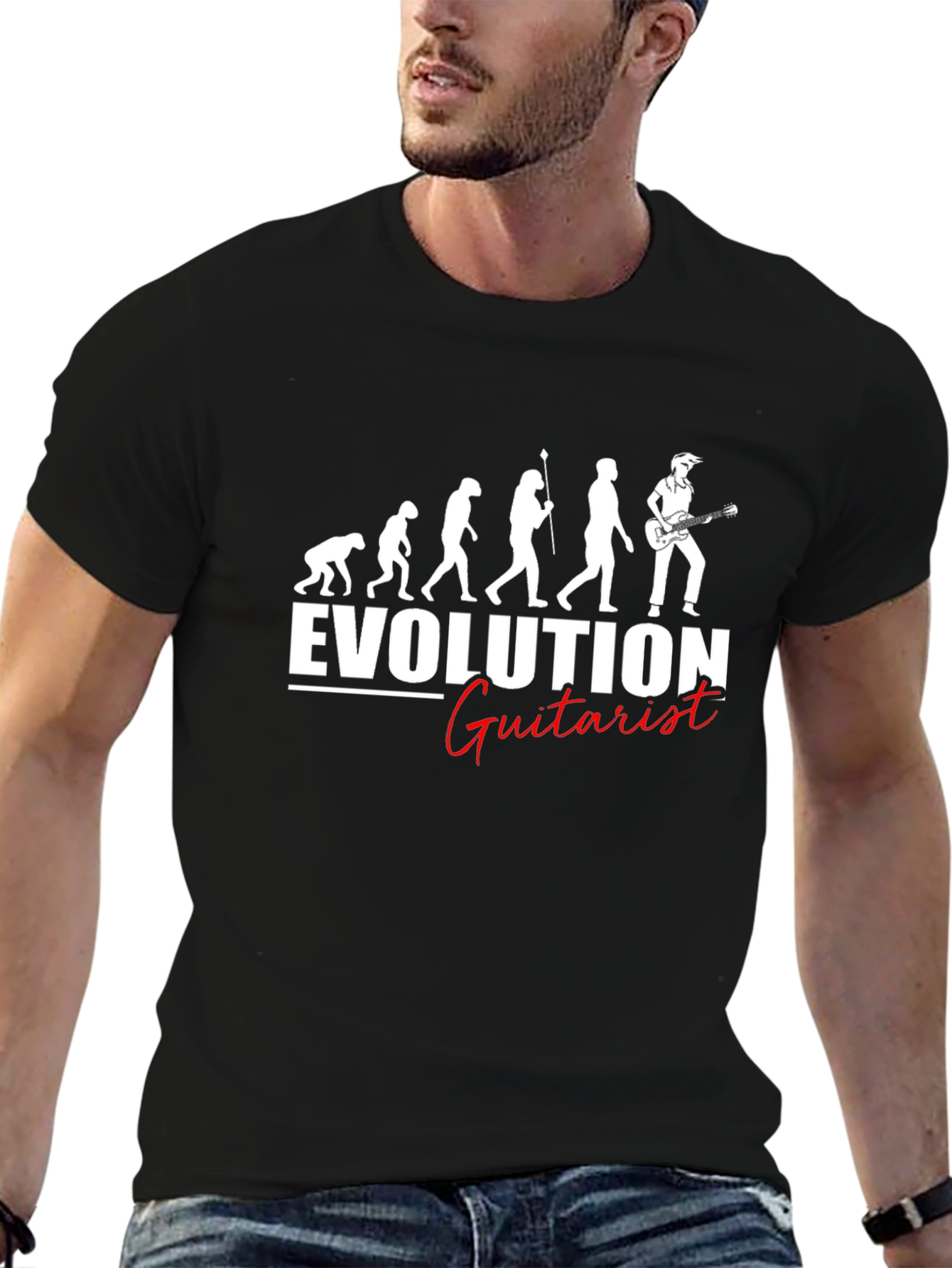 Evolution of Guitarist Black T-Shirt