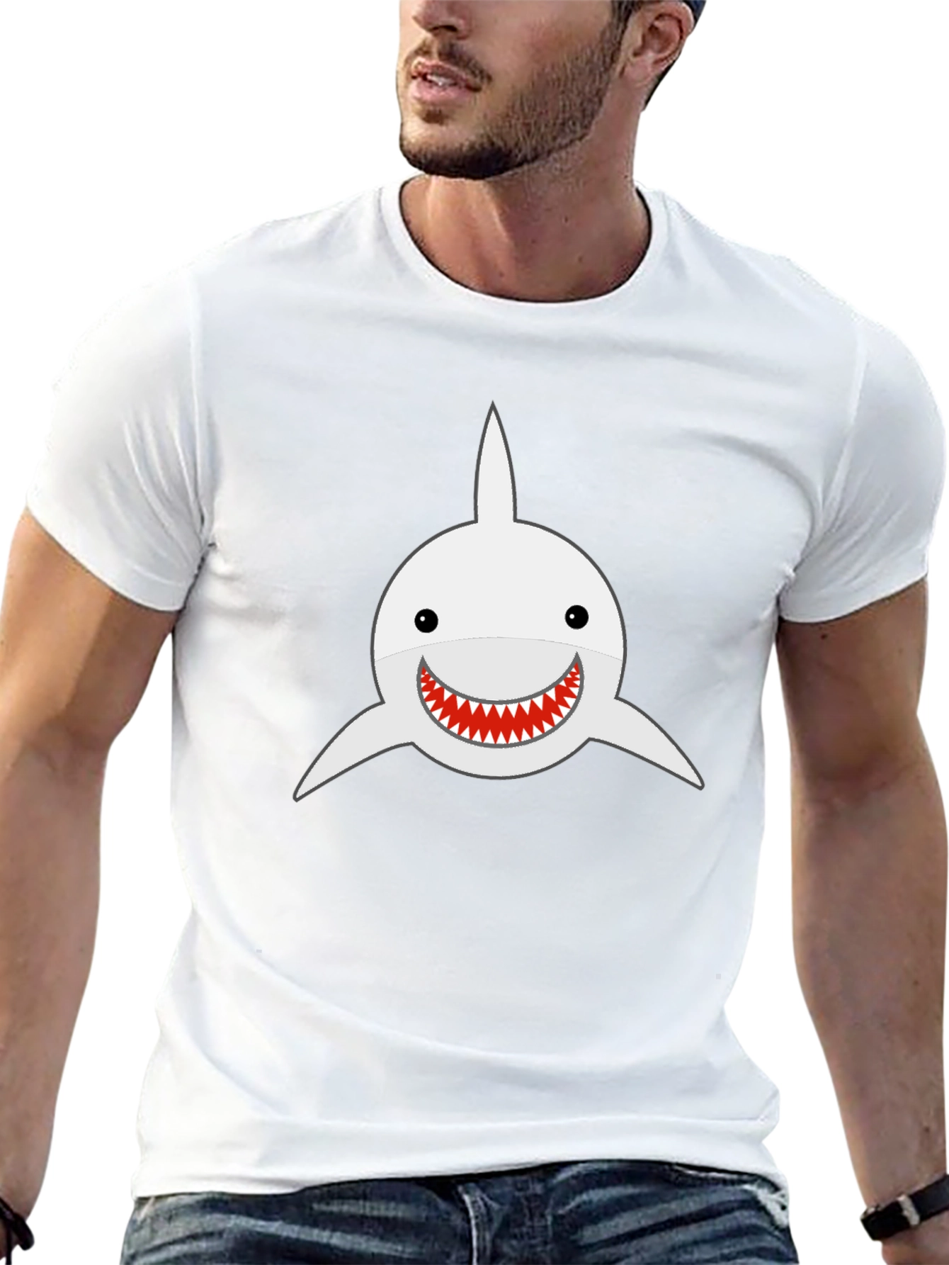 Shark Smile T-Shirt - Black Cotton Tee