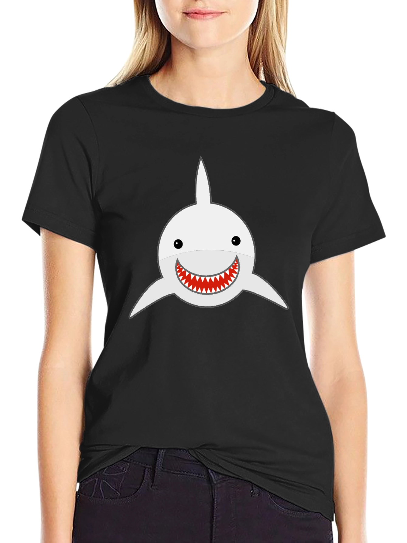 Shark Smile T-Shirt - Black Cotton Tee