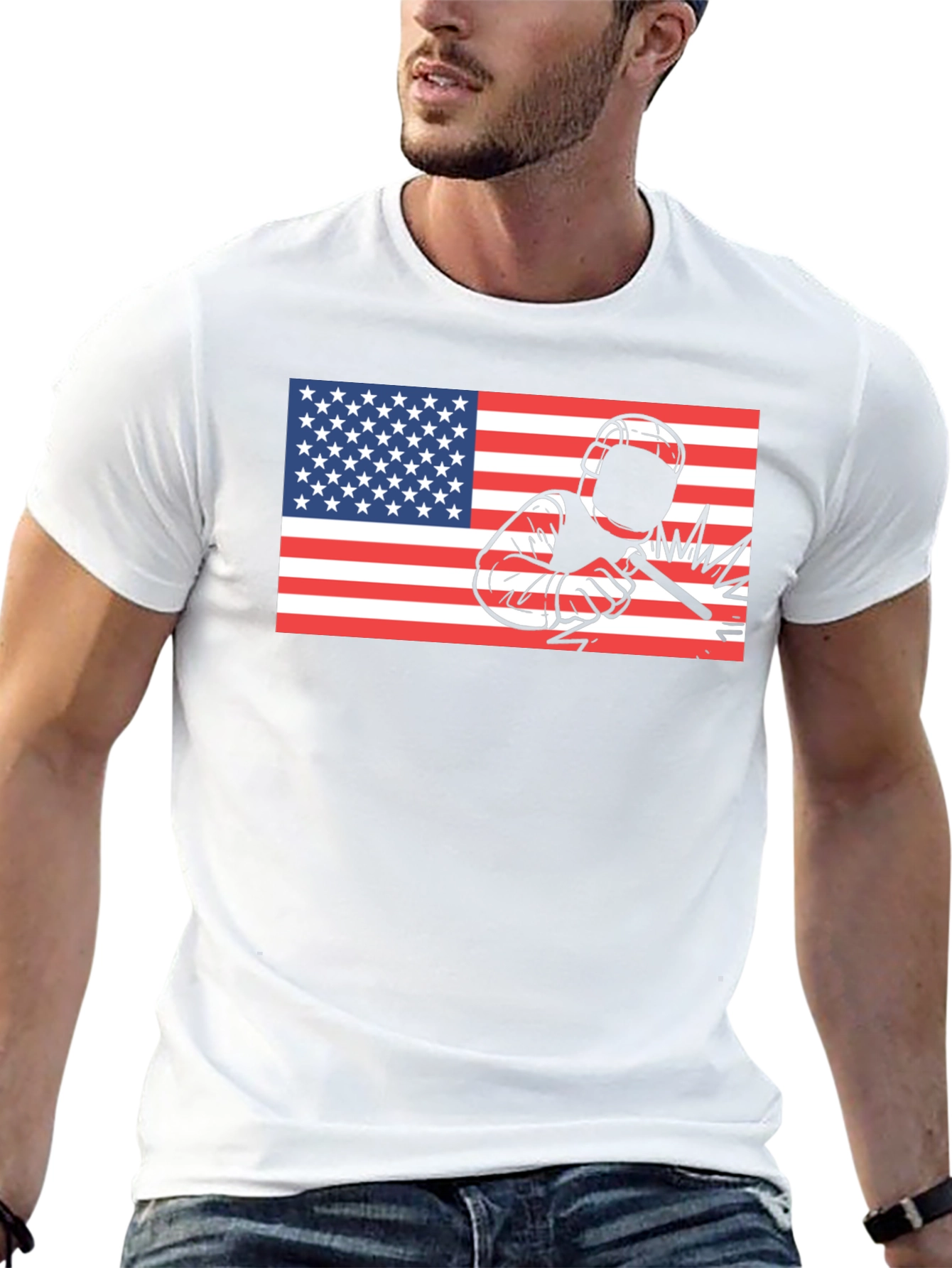 Welder American Flag Black T-Shirt