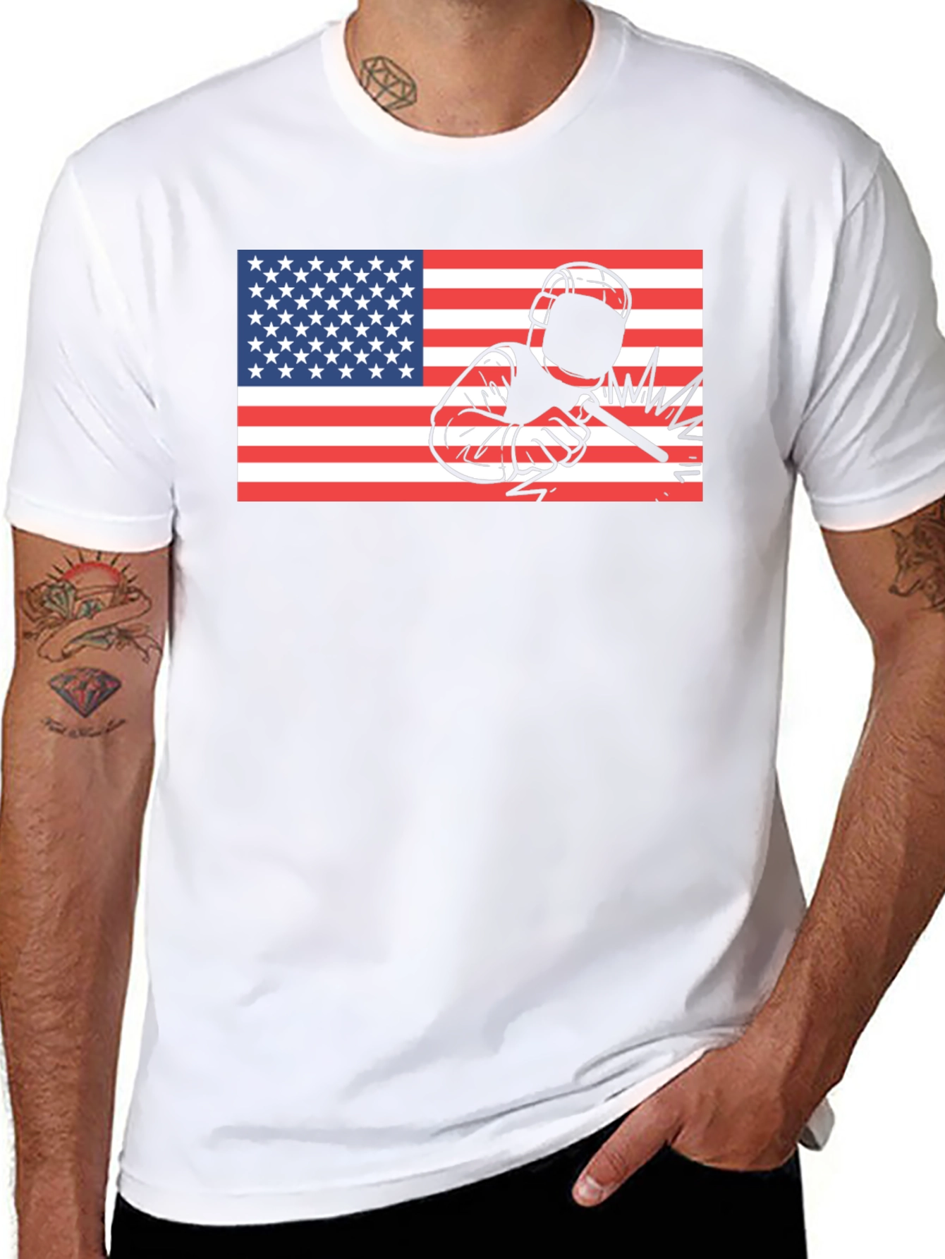 Welder American Flag Black T-Shirt