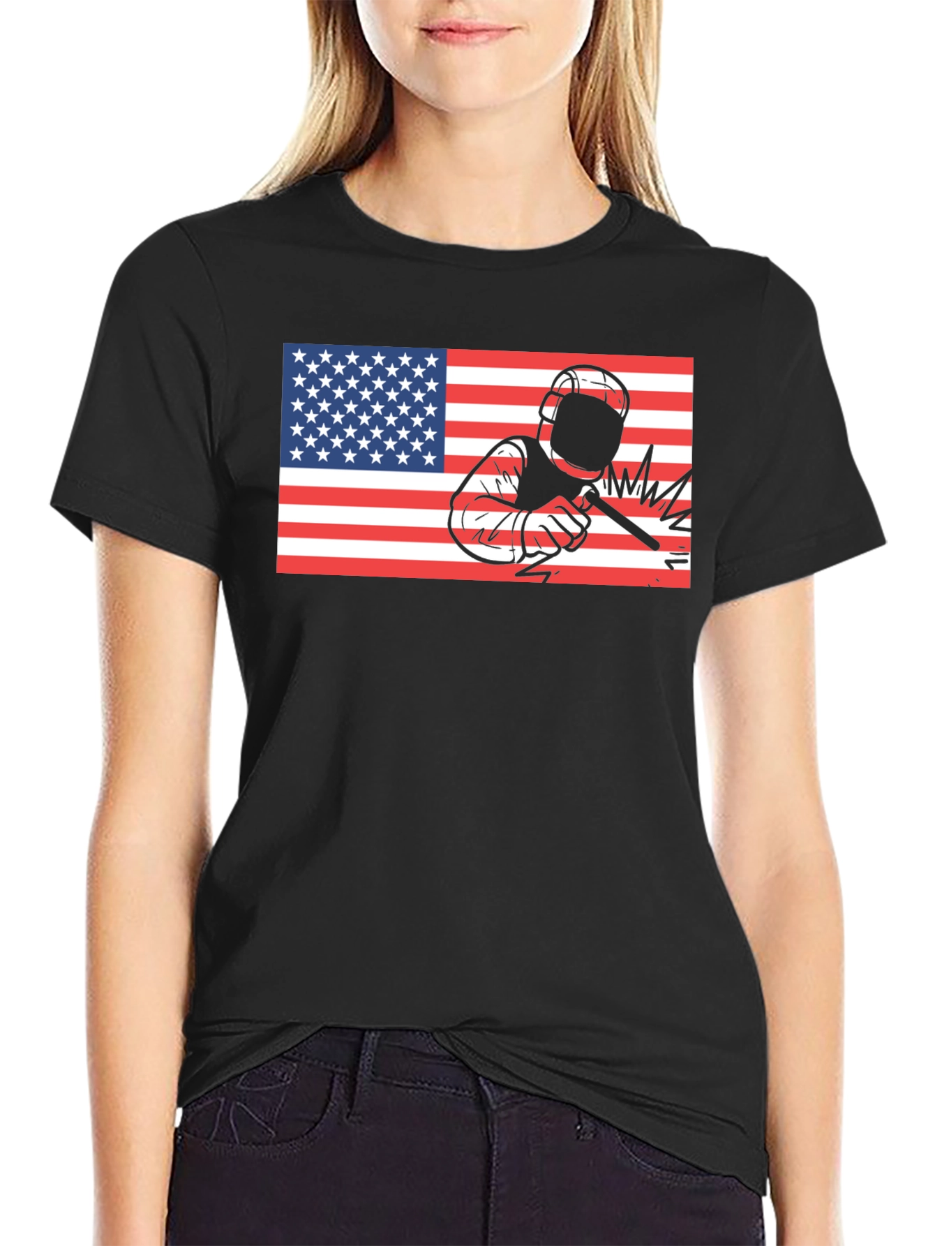 Welder American Flag Black T-Shirt