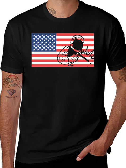 Welder American Flag Black T-Shirt