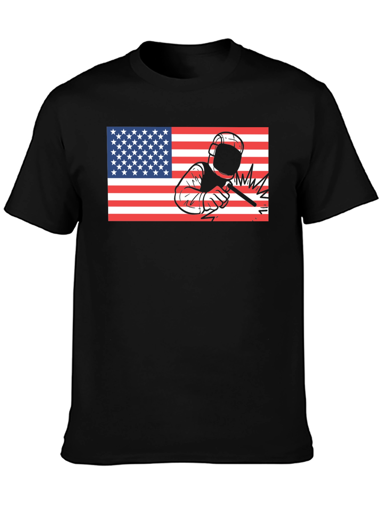Welder American Flag Black T-Shirt