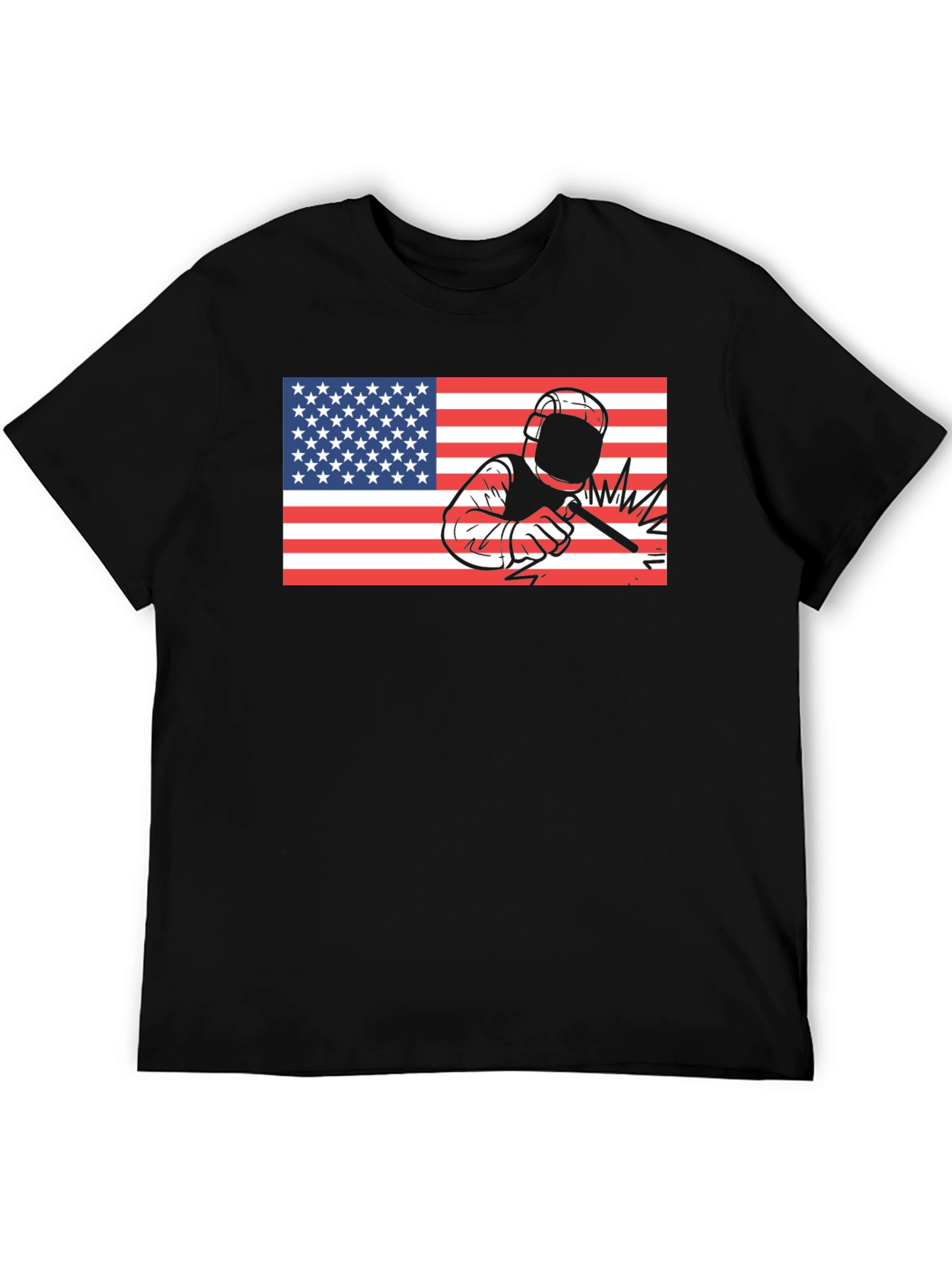Welder American Flag Black T-Shirt