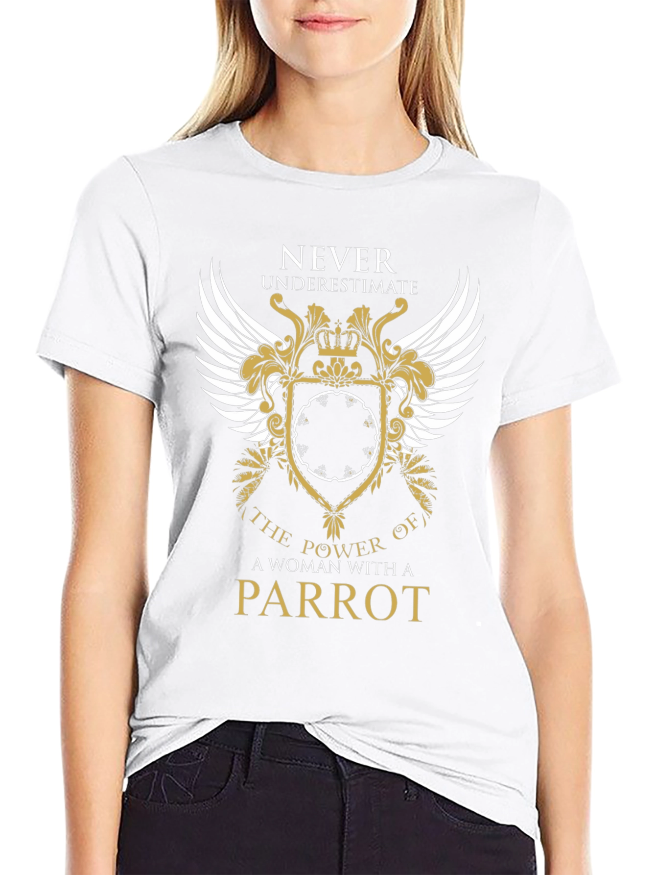 Woman Parrot Power T-Shirt - Never Underestimate Tee