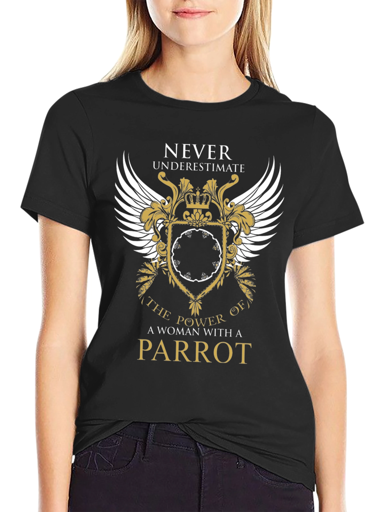 Woman Parrot Power T-Shirt - Never Underestimate Tee