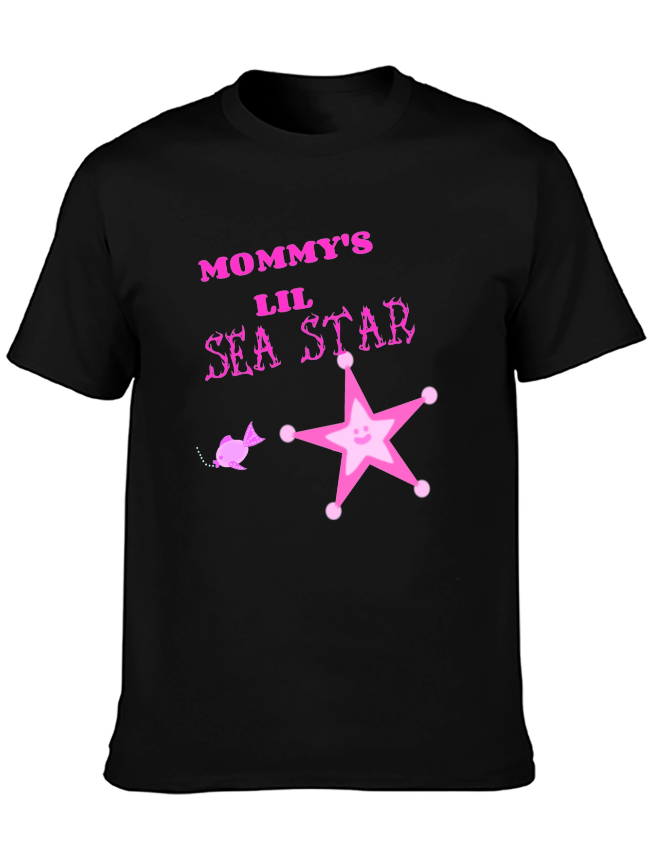 Mommys Lil Sea Star Black T-Shirt