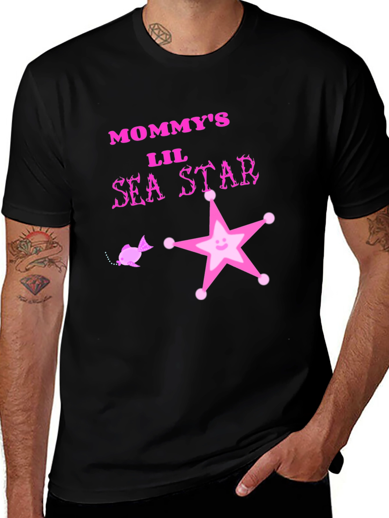 Mommys Lil Sea Star Black T-Shirt