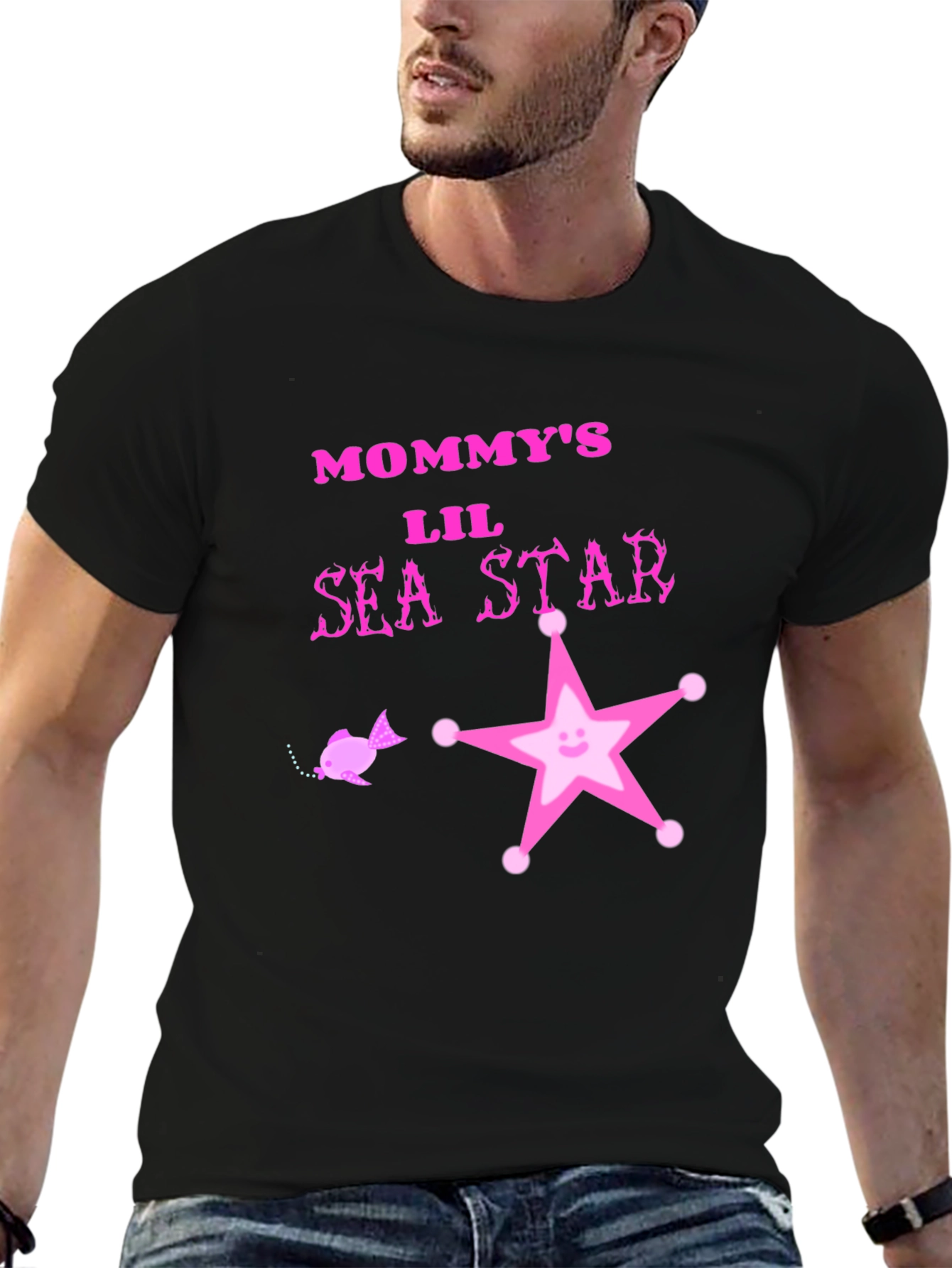 Mommys Lil Sea Star Black T-Shirt