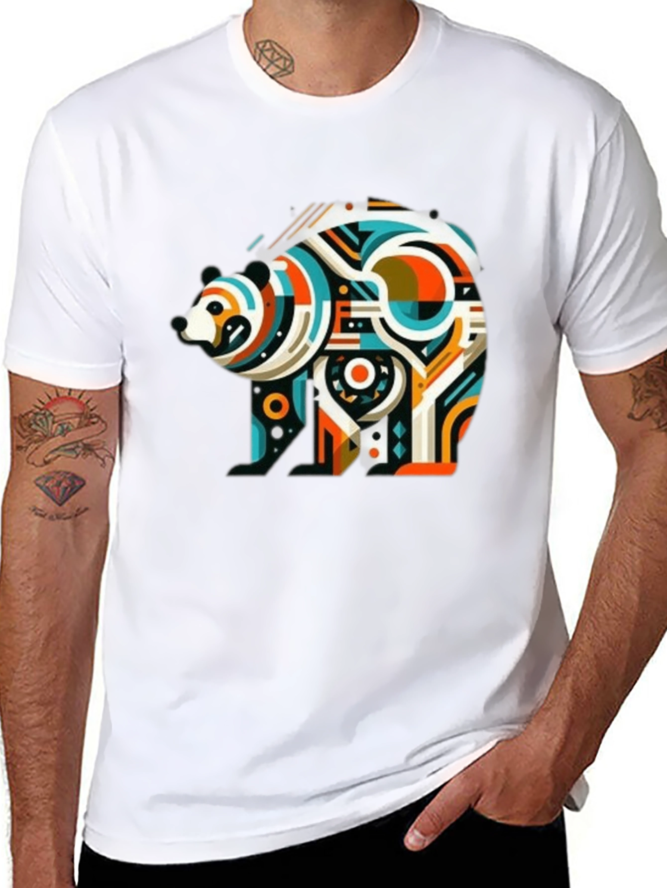 Abstract Bear Graphic Tee - Mens Black T-Shirt