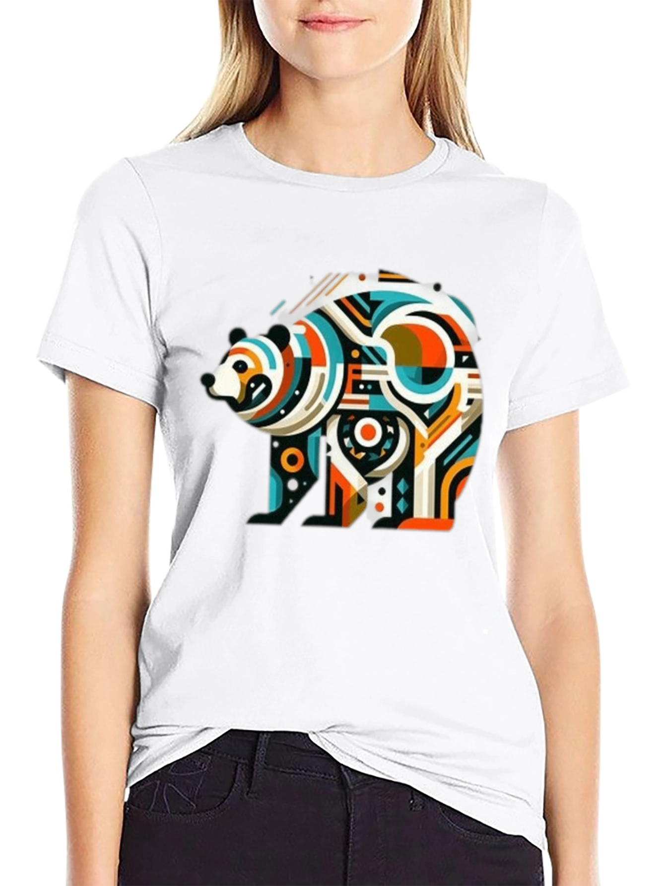Abstract Bear Graphic Tee - Mens Black T-Shirt