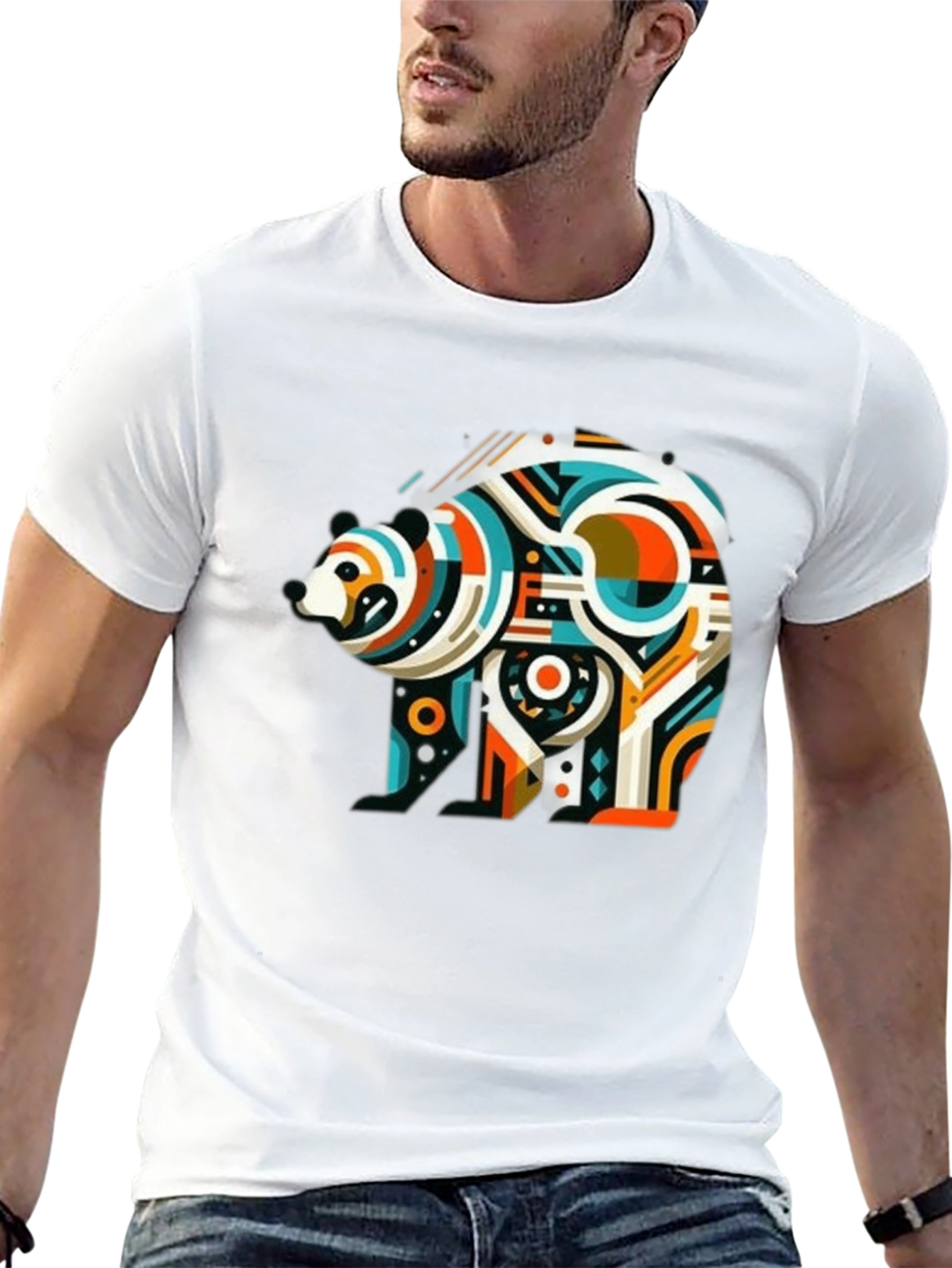 Abstract Bear Graphic Tee - Mens Black T-Shirt