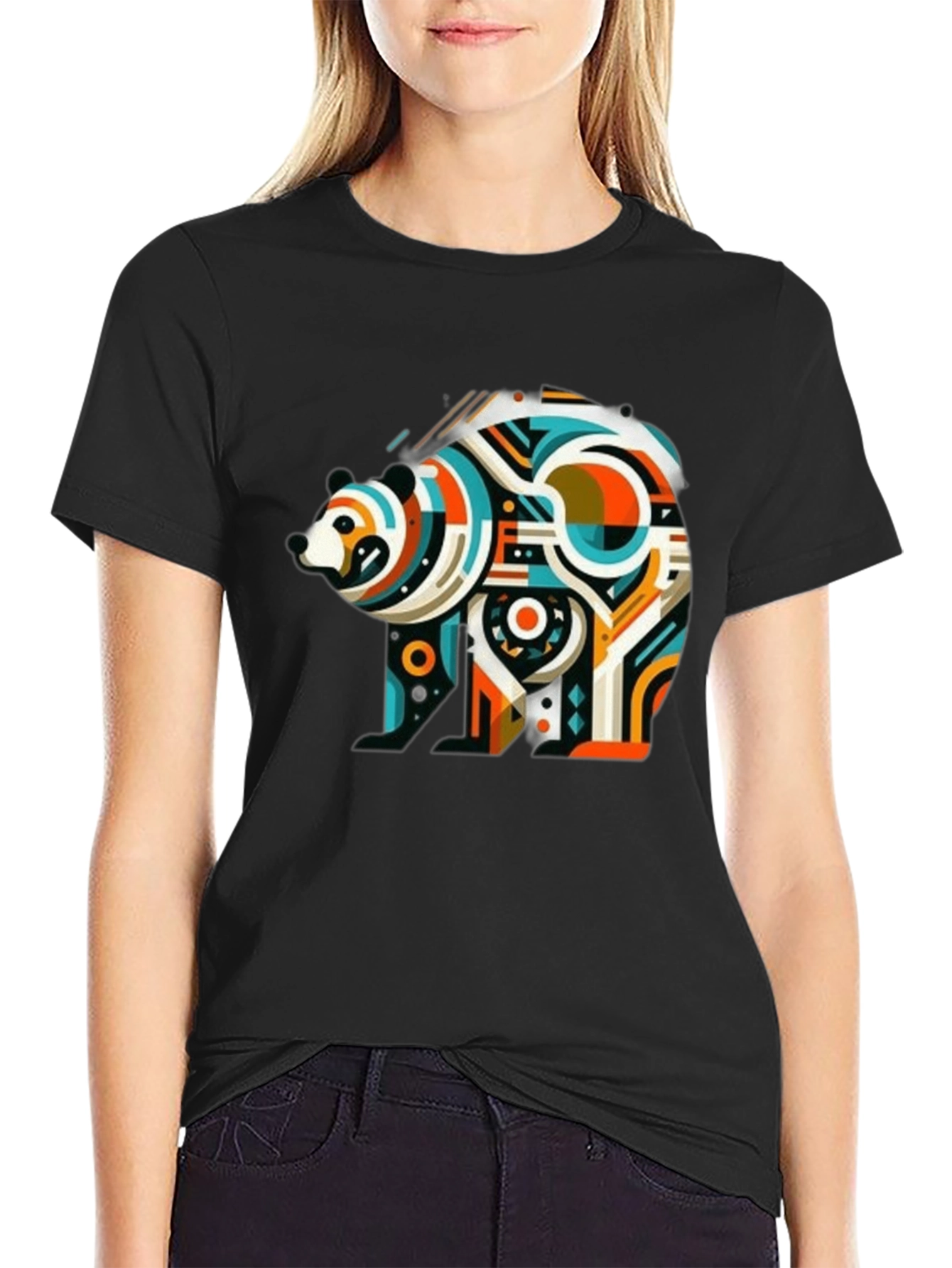 Abstract Bear Graphic Tee - Mens Black T-Shirt