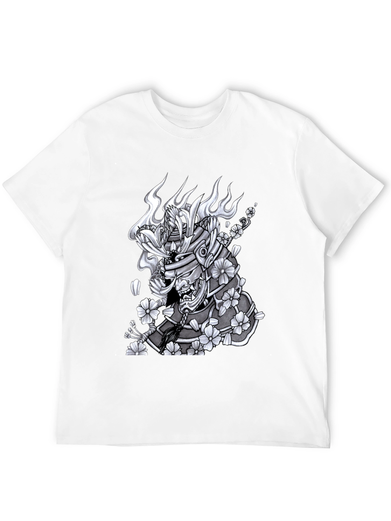 Samurai Mask Graphic Tee - Unique Japanese-Inspired Design