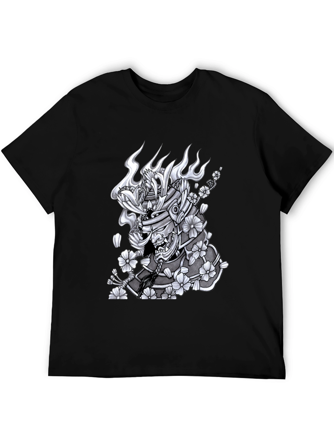 Samurai Mask Graphic Tee - Unique Japanese-Inspired Design