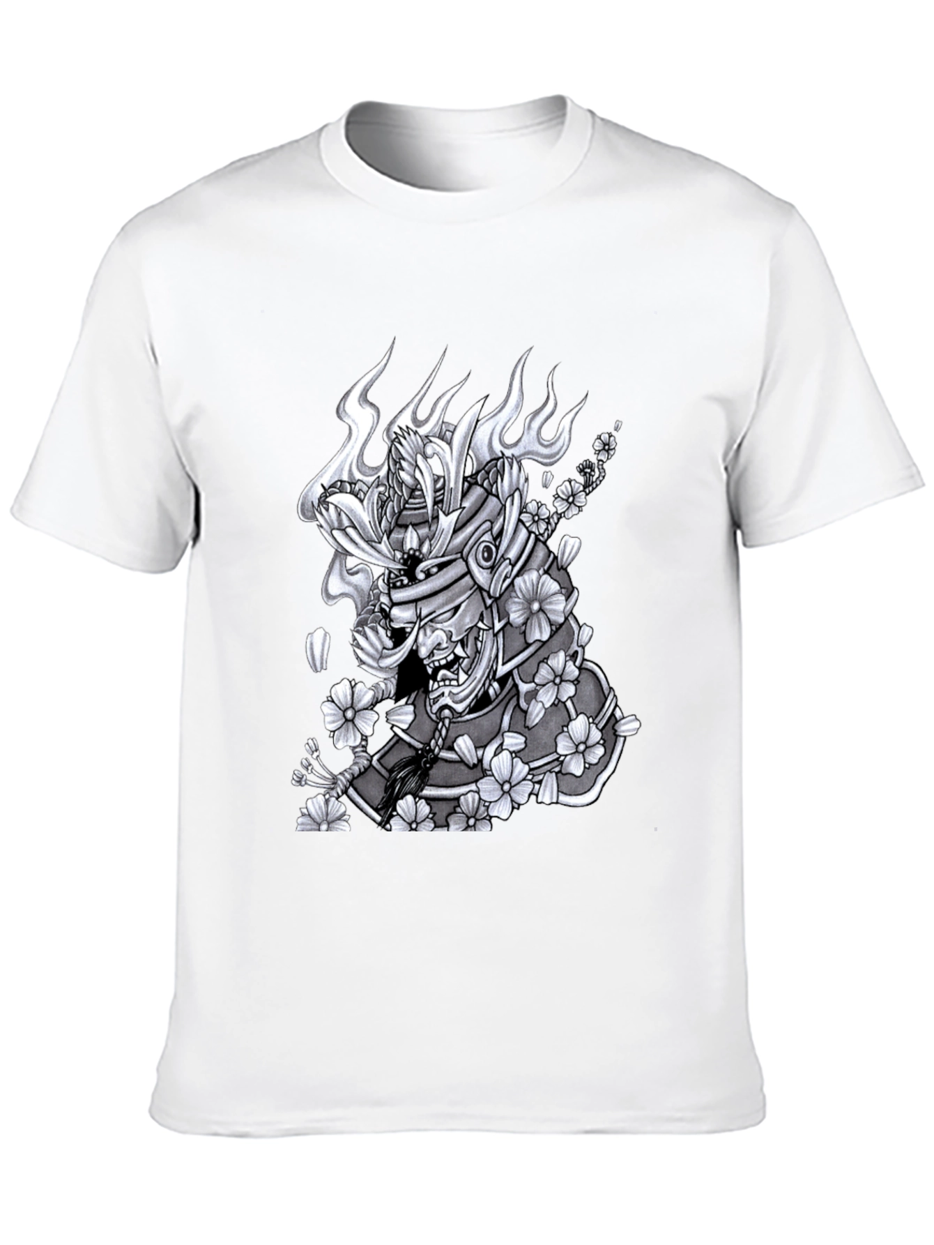 Samurai Mask Graphic Tee - Unique Japanese-Inspired Design