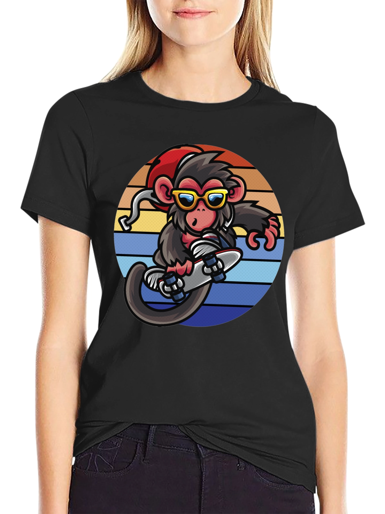 Monkey Skateboarder Graphic Tee