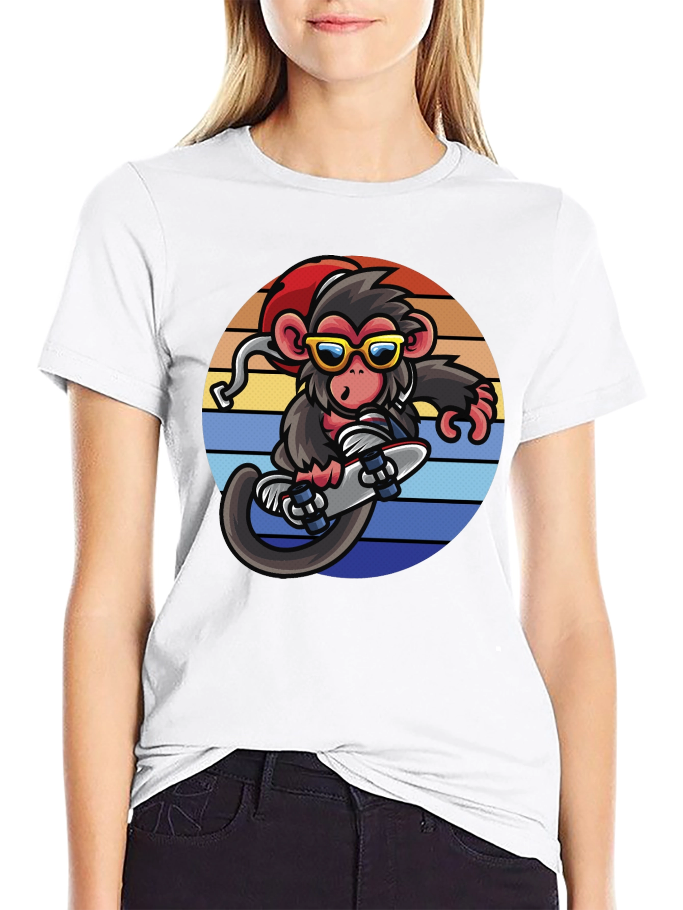 Monkey Skateboarder Graphic Tee